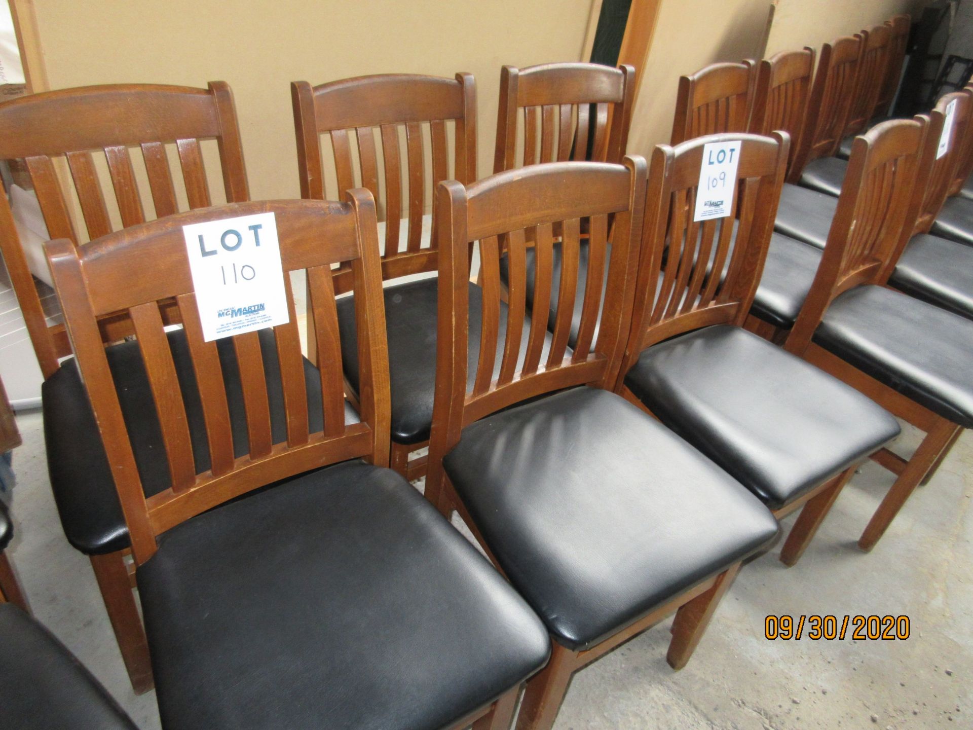 Wooden chairs (leather style seats) (qty 4)