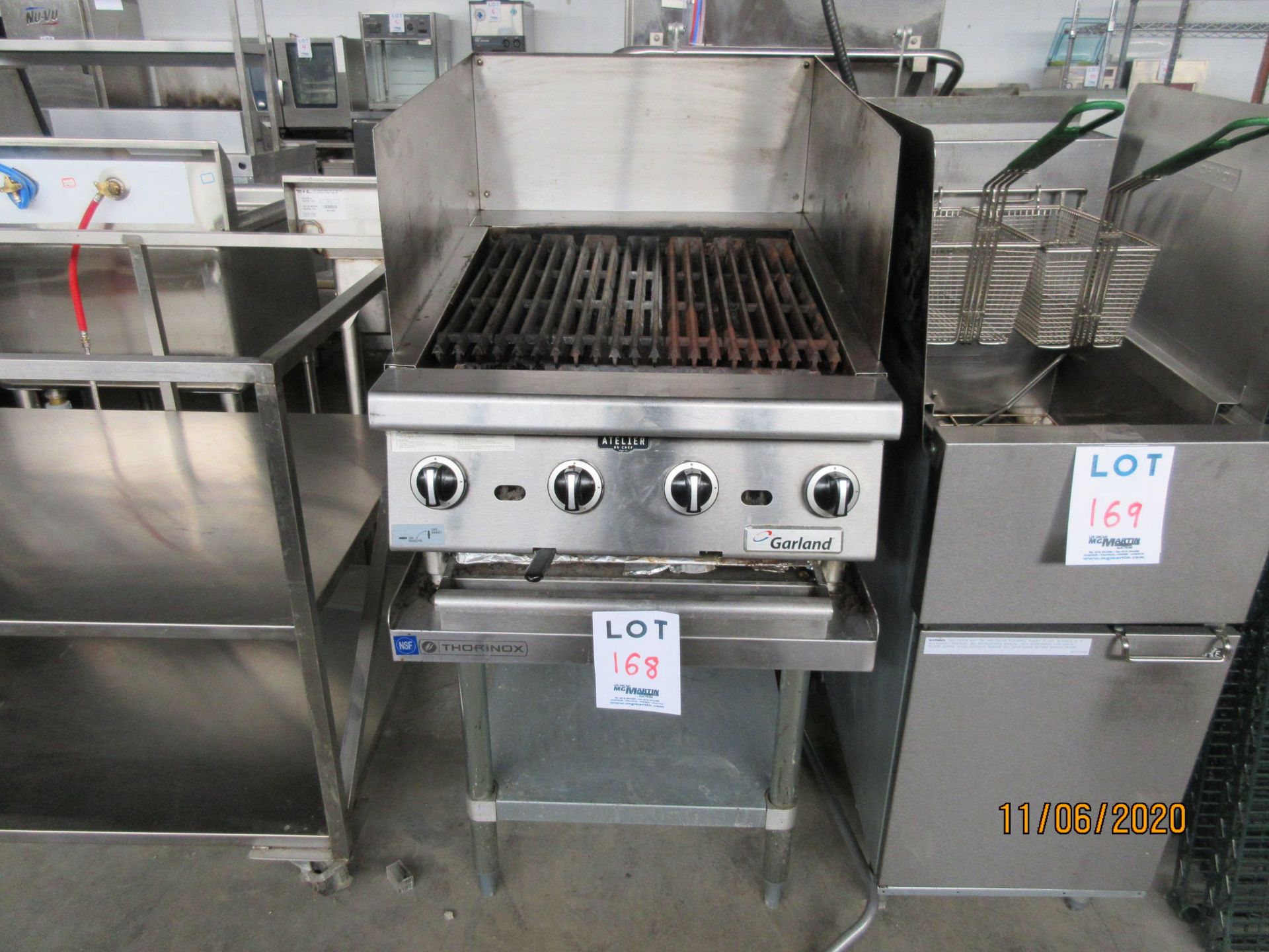LOT Including GARLAND (4) burner grill (approx. 24"w x 32"d x 24"h) & THORINOX s/s table (approx.