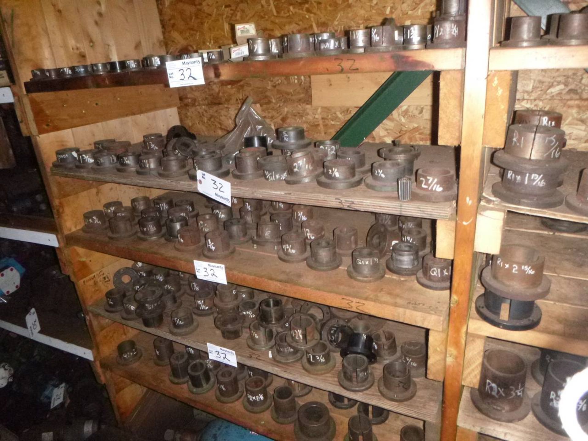 Marked shelves of bushings