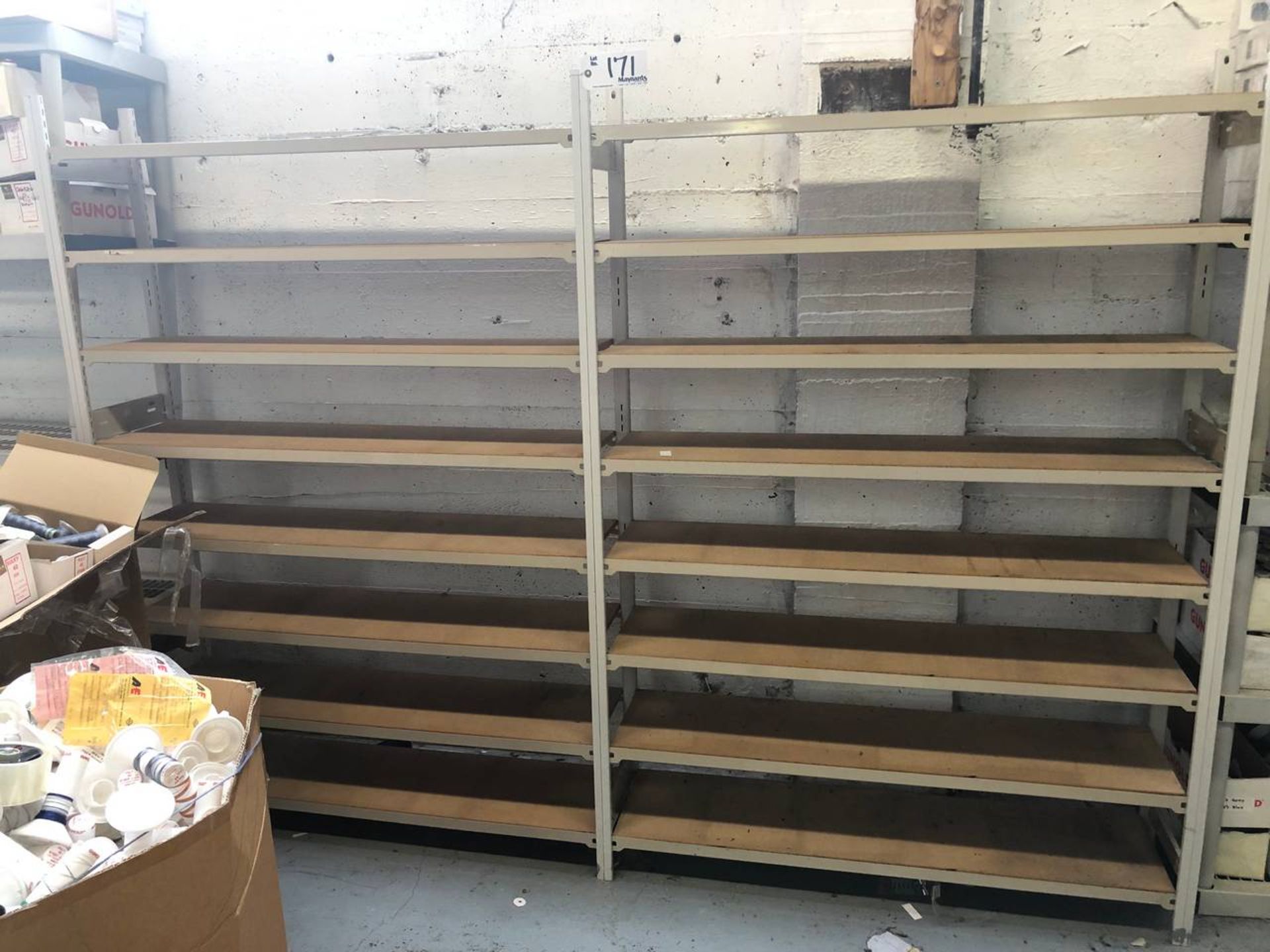 2 sections of EZ rect shelving,