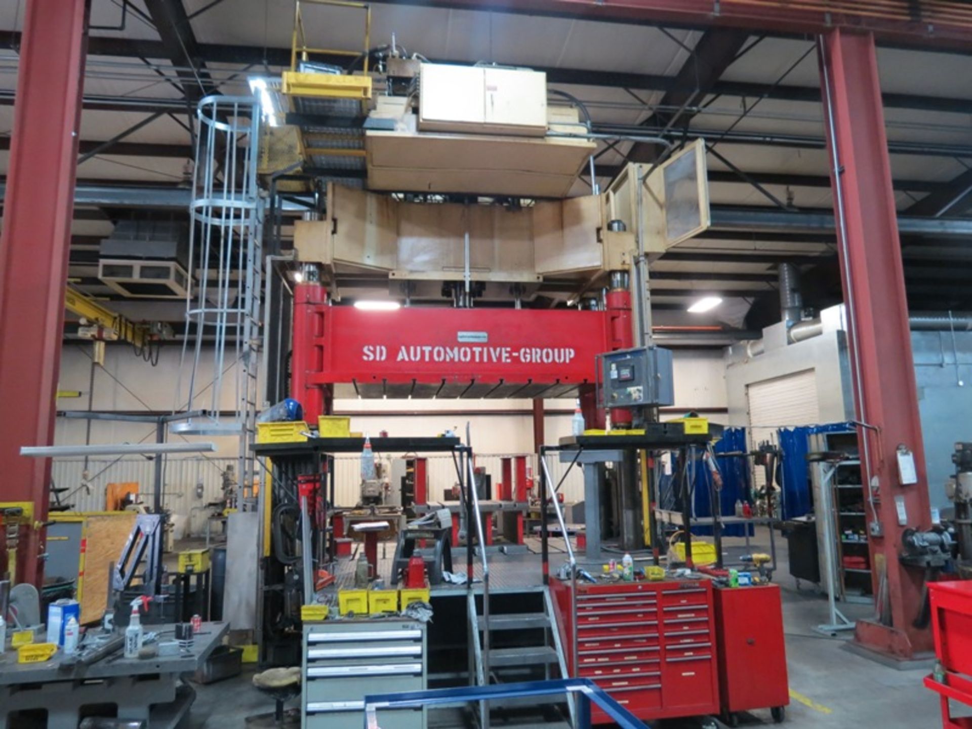 200 Ton Capitol 4 Post Hydraulic Spotting Press, 60" x 96" Ram & Bolster, 40" Stroke, PLC Control, - Image 2 of 8