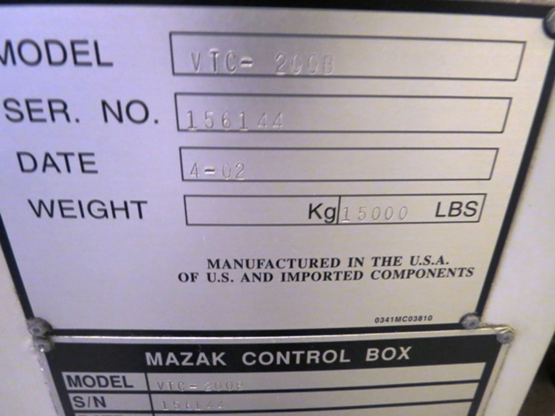 Mazak VTC200B 4-Axis VMC, Mazatrol PC-Fusion 640M ctrl, 44.1" x 20.1" x 20.1" travels, 10000 RPM, - Image 5 of 8