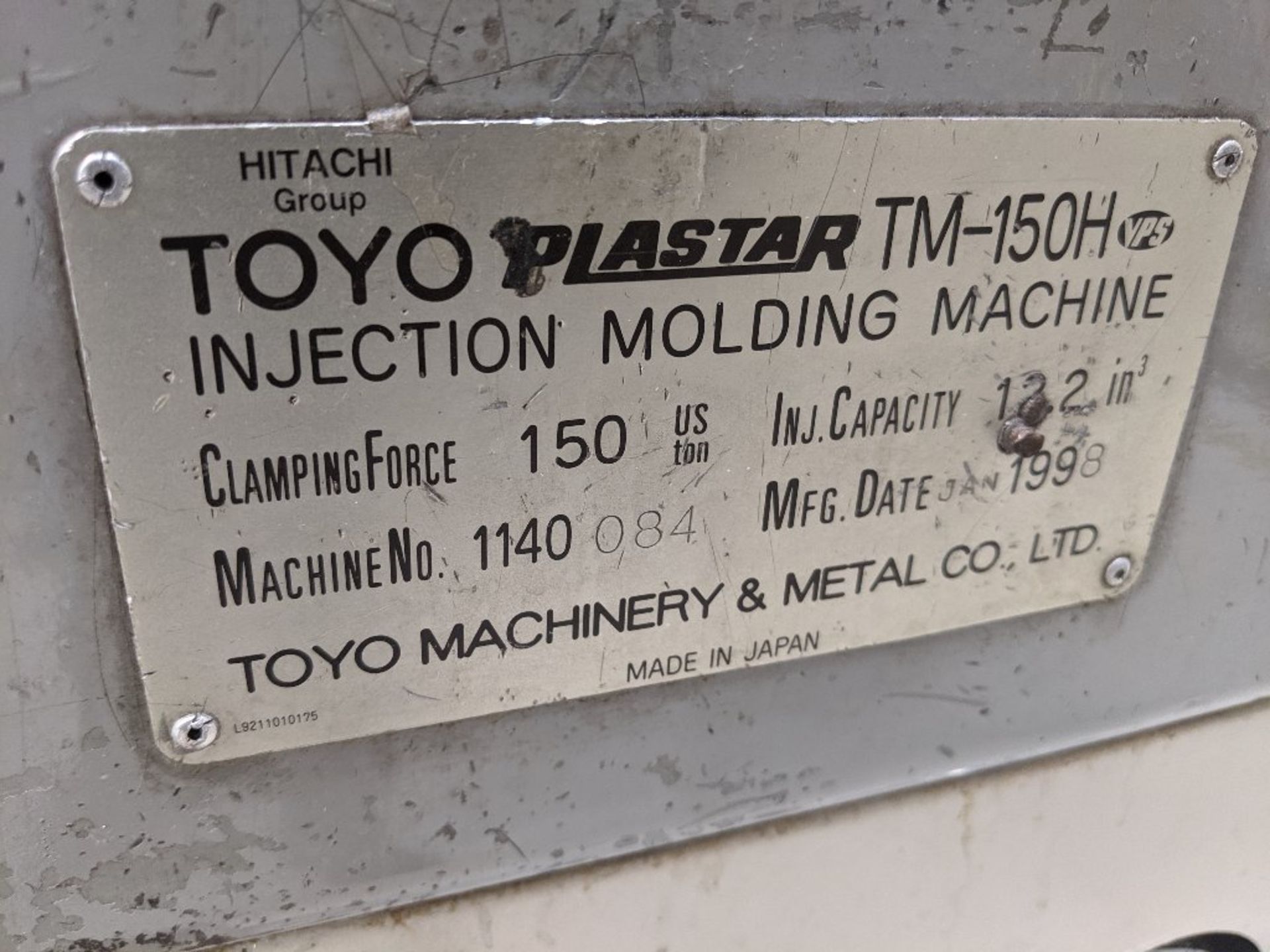 150 Ton 6.7 OZ Toyo TM-150H Injection Molding Machine, PLCS-9 Control, SN 1140084, New 1998 * - Bild 4 aus 4