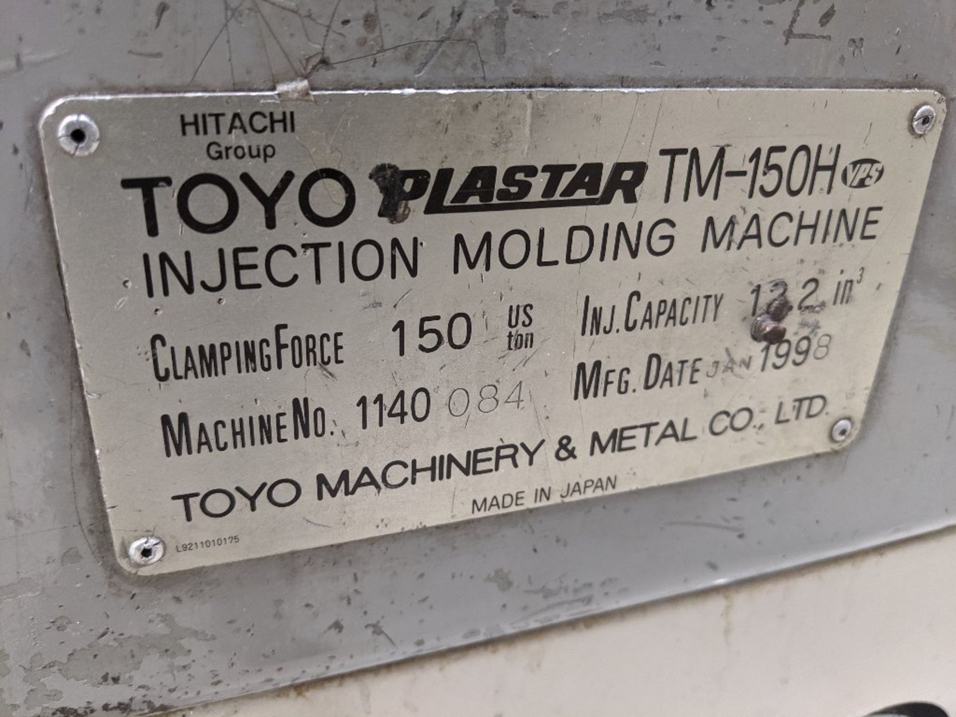 150 Ton 6.7 OZ Toyo TM-150H Injection Molding Machine, PLCS-9 Control, SN 1140084, New 1998 * - Image 4 of 4