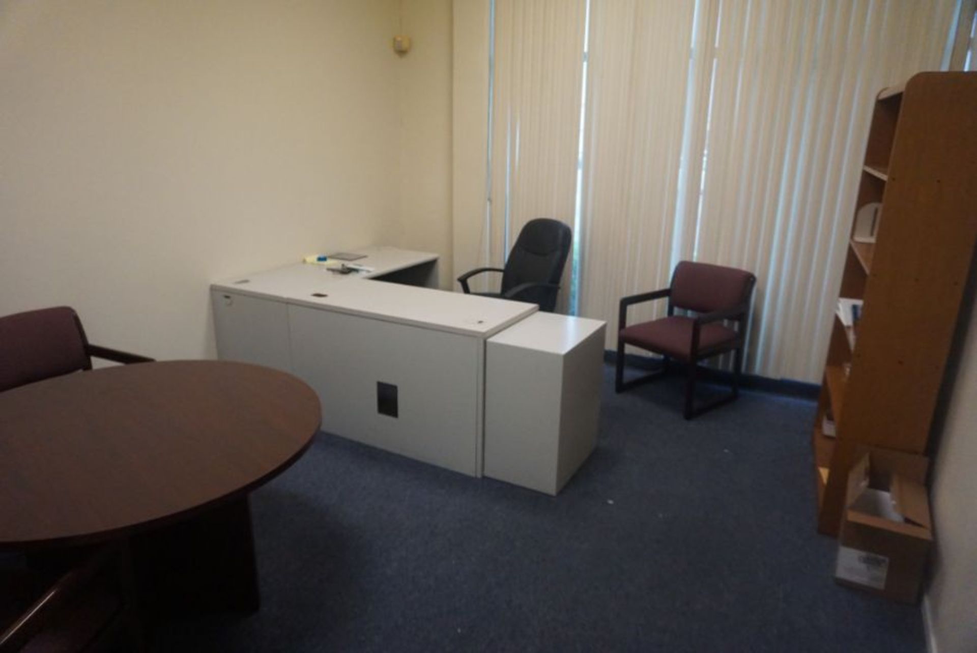 Room Content, Office Desk, Chairs, and Book Shelf. - Image 2 of 4