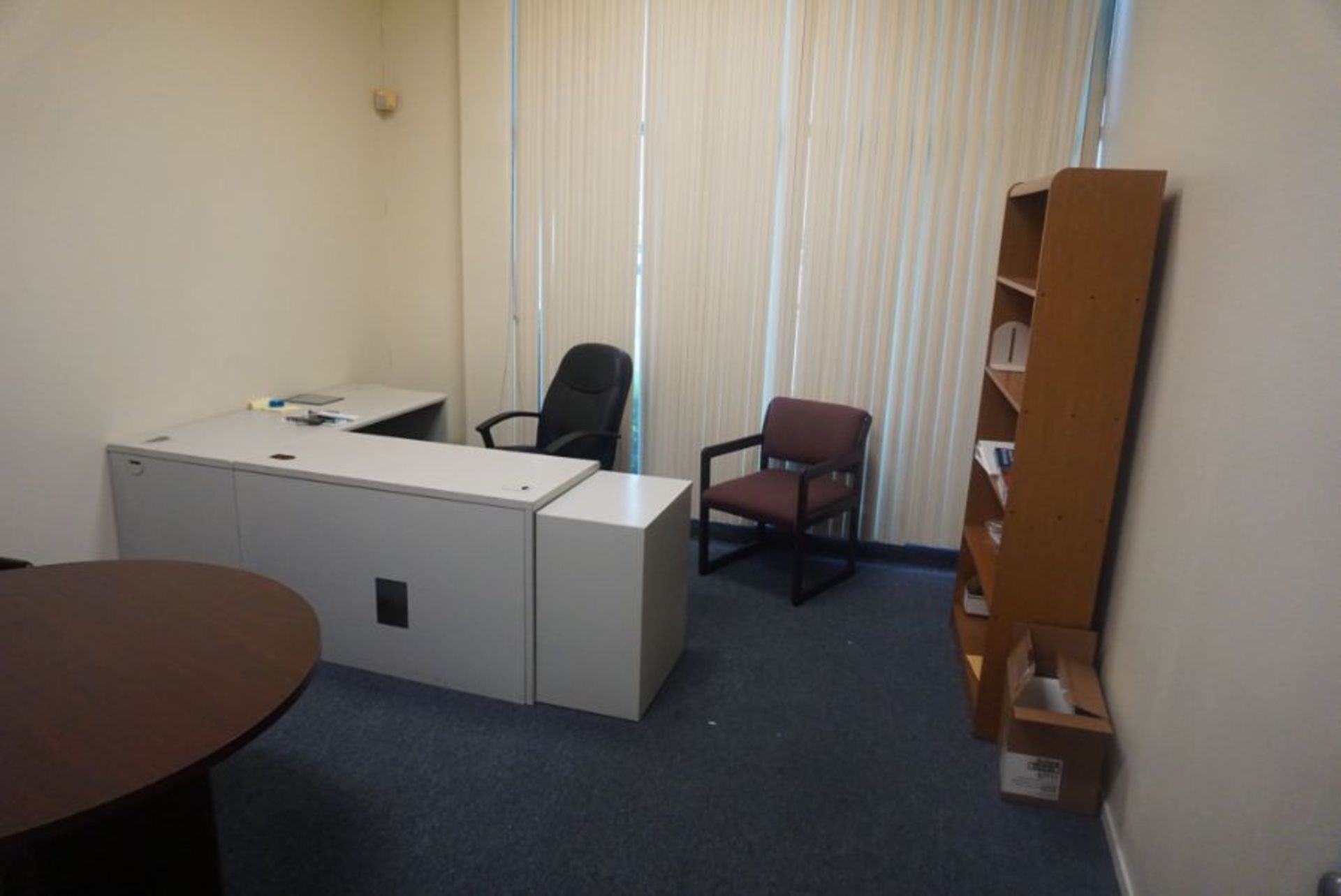 Room Content, Office Desk, Chairs, and Book Shelf. - Image 3 of 4