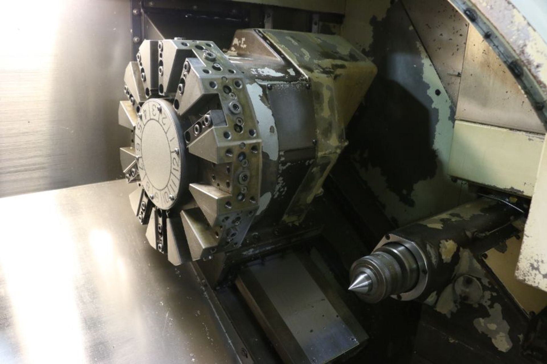 Okuma Crown 762S-SB, OSP-700 control,10.6 turning dia., 19.7" center, 2.4" spindle bore, 12 HP, 4, - Image 9 of 15