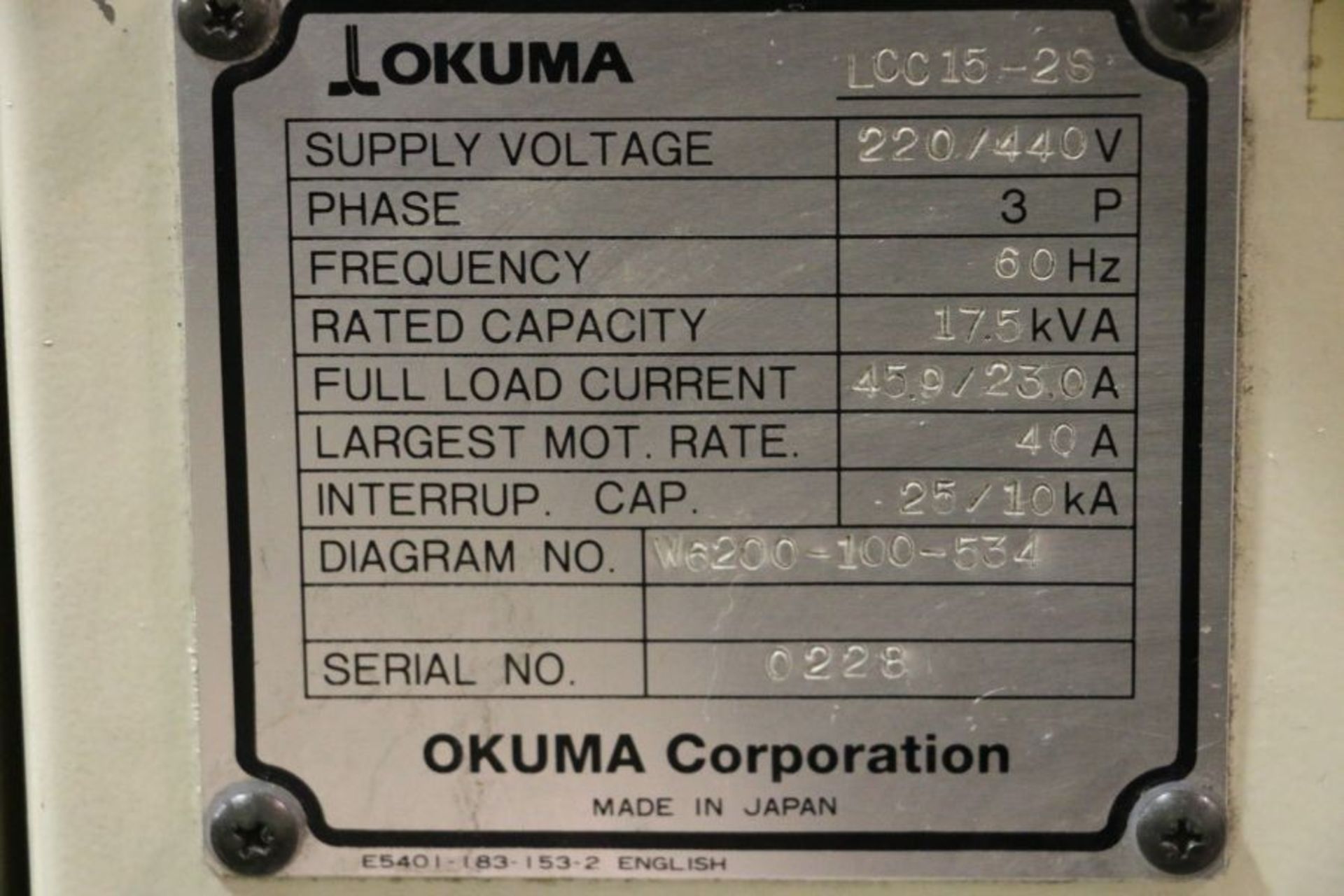 Okuma LCC15-25 4-Axis, OSP-7000L Control, 8 Position Upper & 8 Position Lower Turrets, 8" - Image 15 of 15