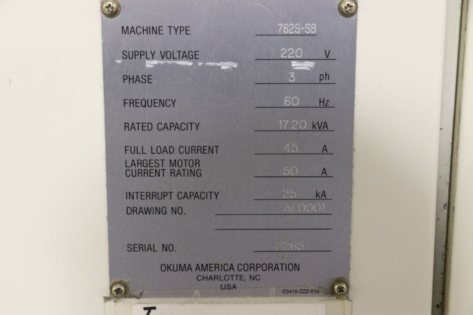 Okuma Crown 762S-SB, OSP-700 control,10.6 turning dia., 19.7" center, 2.4" spindle bore, 12 HP, 4, - Image 15 of 15