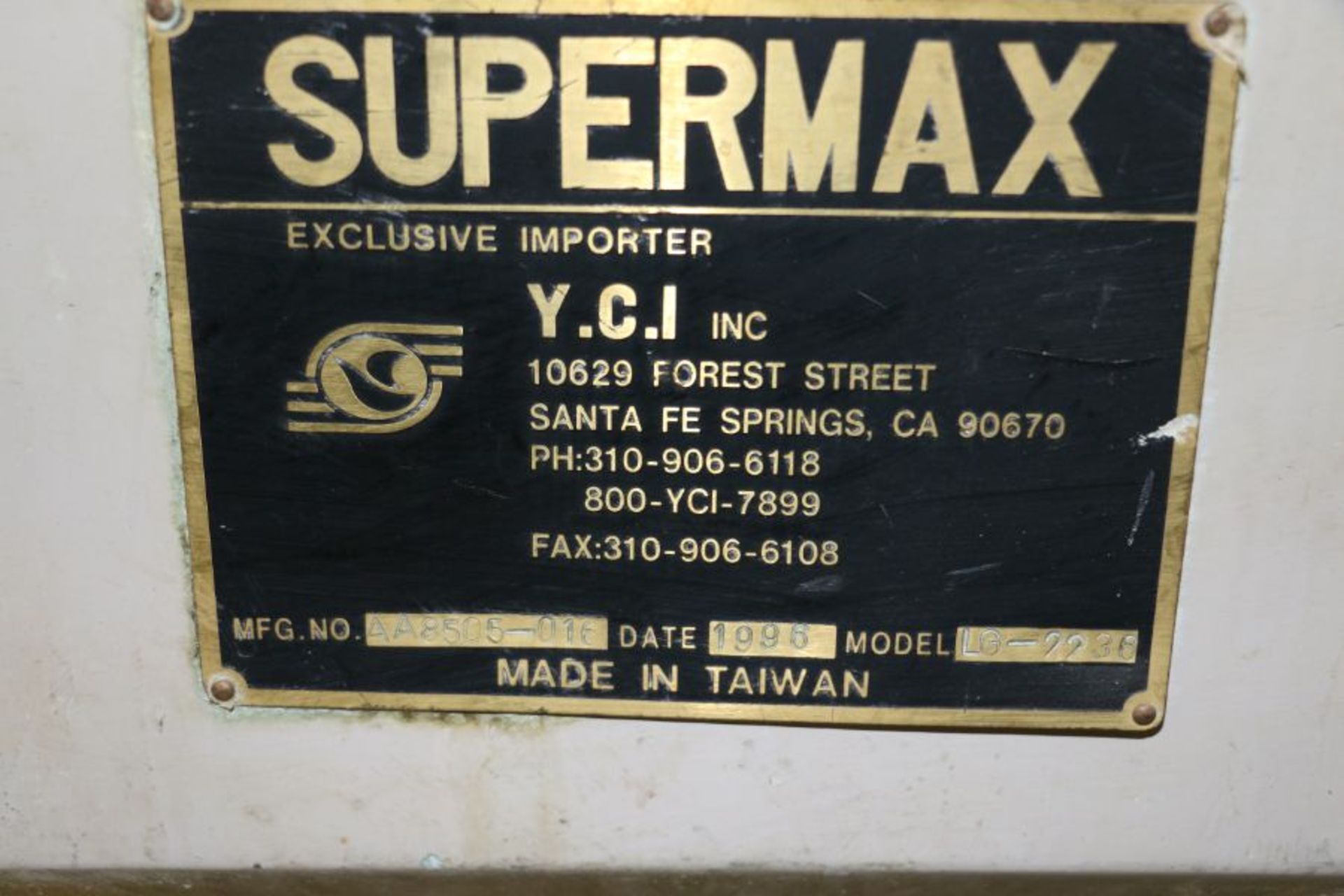 Supermax LG-2236 Gap Bed Engine Lathe,11" 3 Jaw Chuck, 3" Bore, Sony Acu-Rite DRO, s/n AA8505-016, - Image 7 of 7