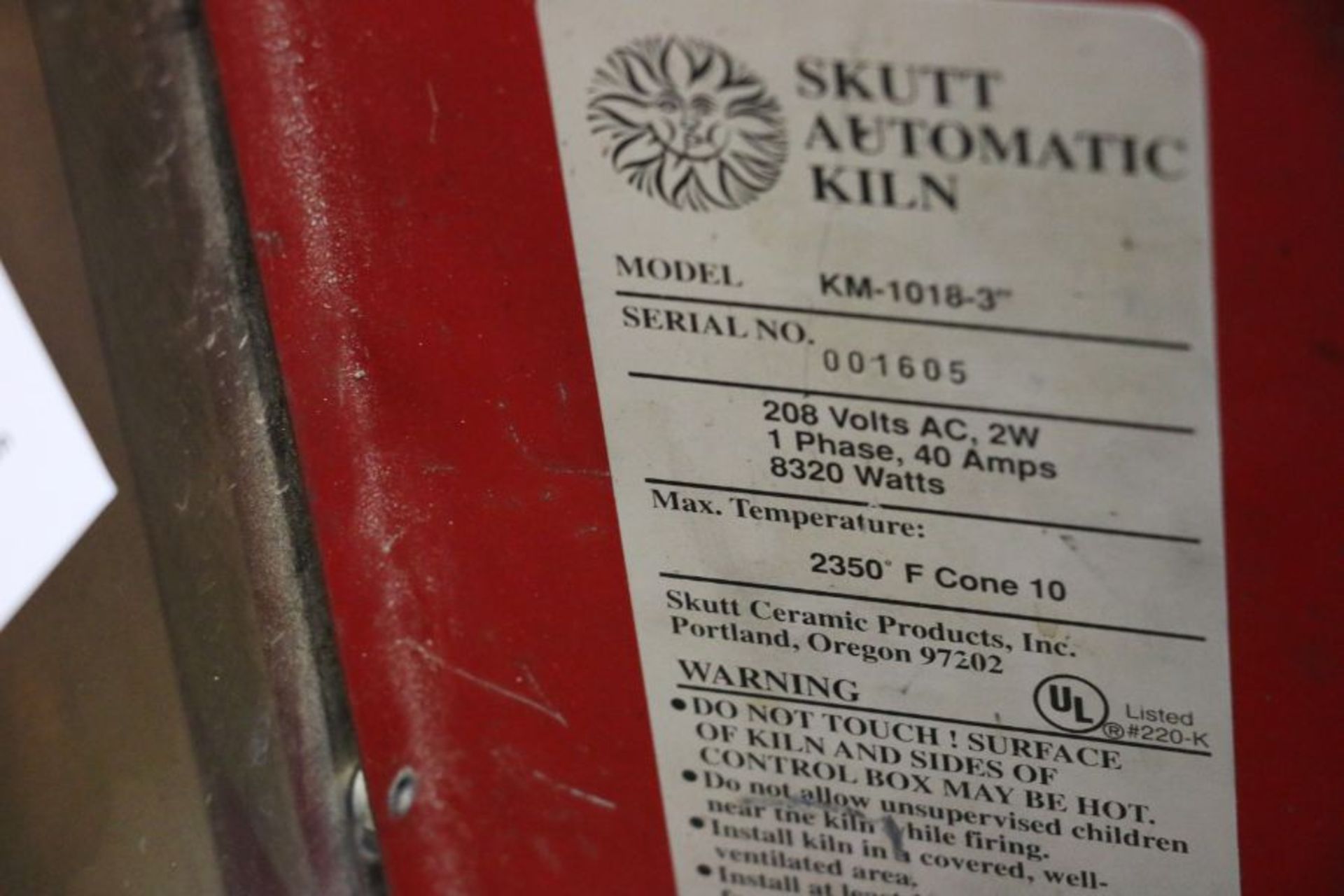 Skutt KM-1018-3" Automatic Kiln, 2350 Degree F. Max Temp, s/n 001605 - Image 4 of 4