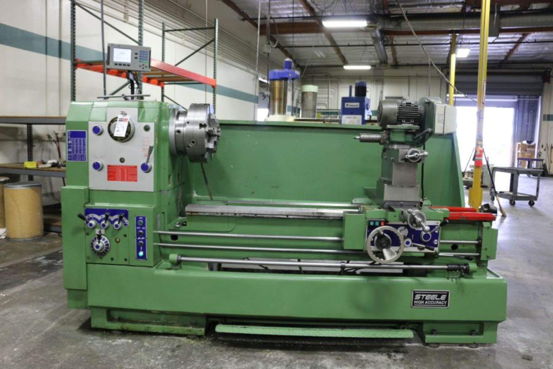 STEELE Lathe, 16" 6 Jaw Chuck, 4" Bore, Acu-Rite DRO, Duplex Grinder, s/n 71101, New 2008