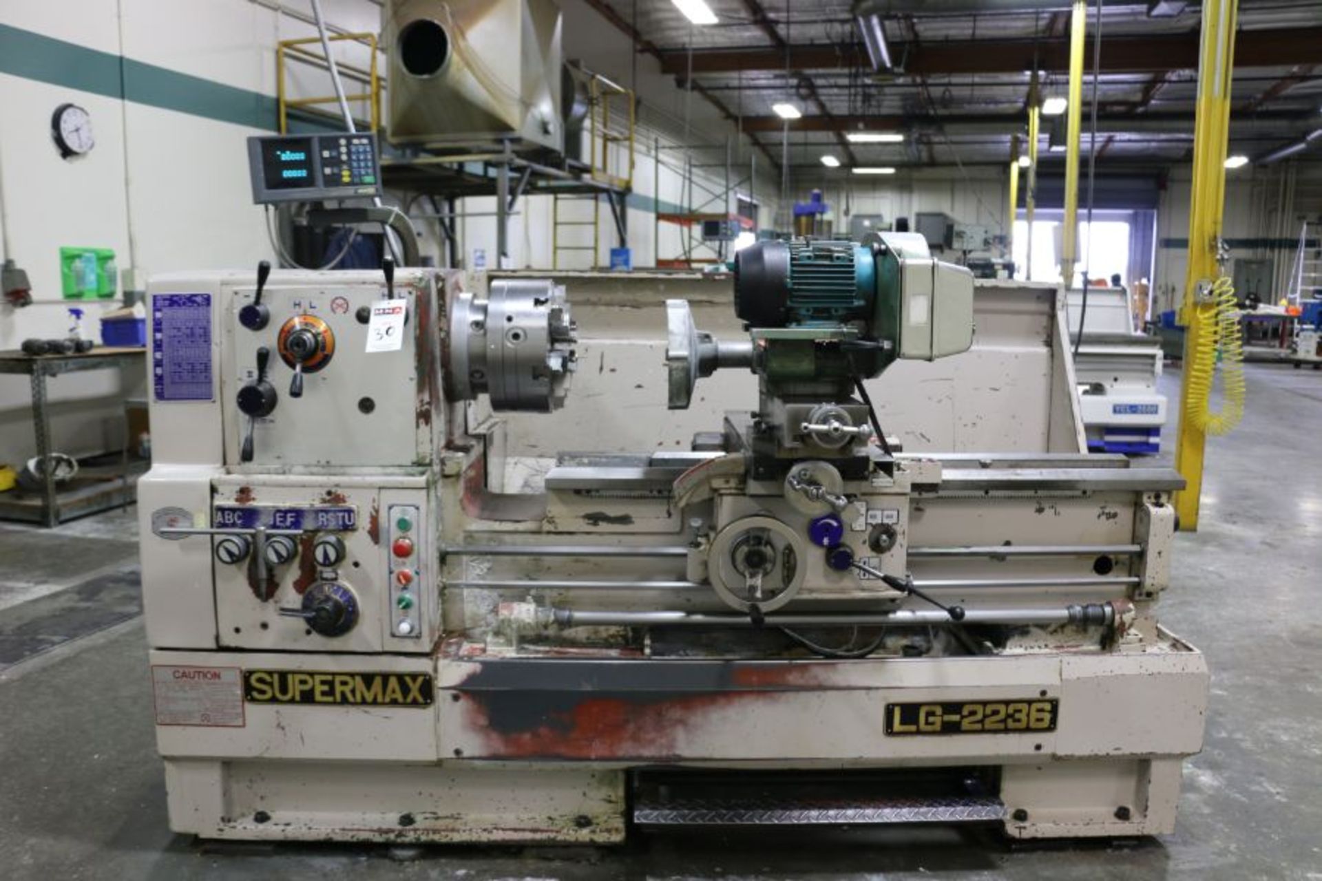 Supermax LG-2236 Gap Bed Engine Lathe,12" 6 Jaw Chuck, 3" Bore, Acu-Rite DRO, Duplex Grinder, s/n