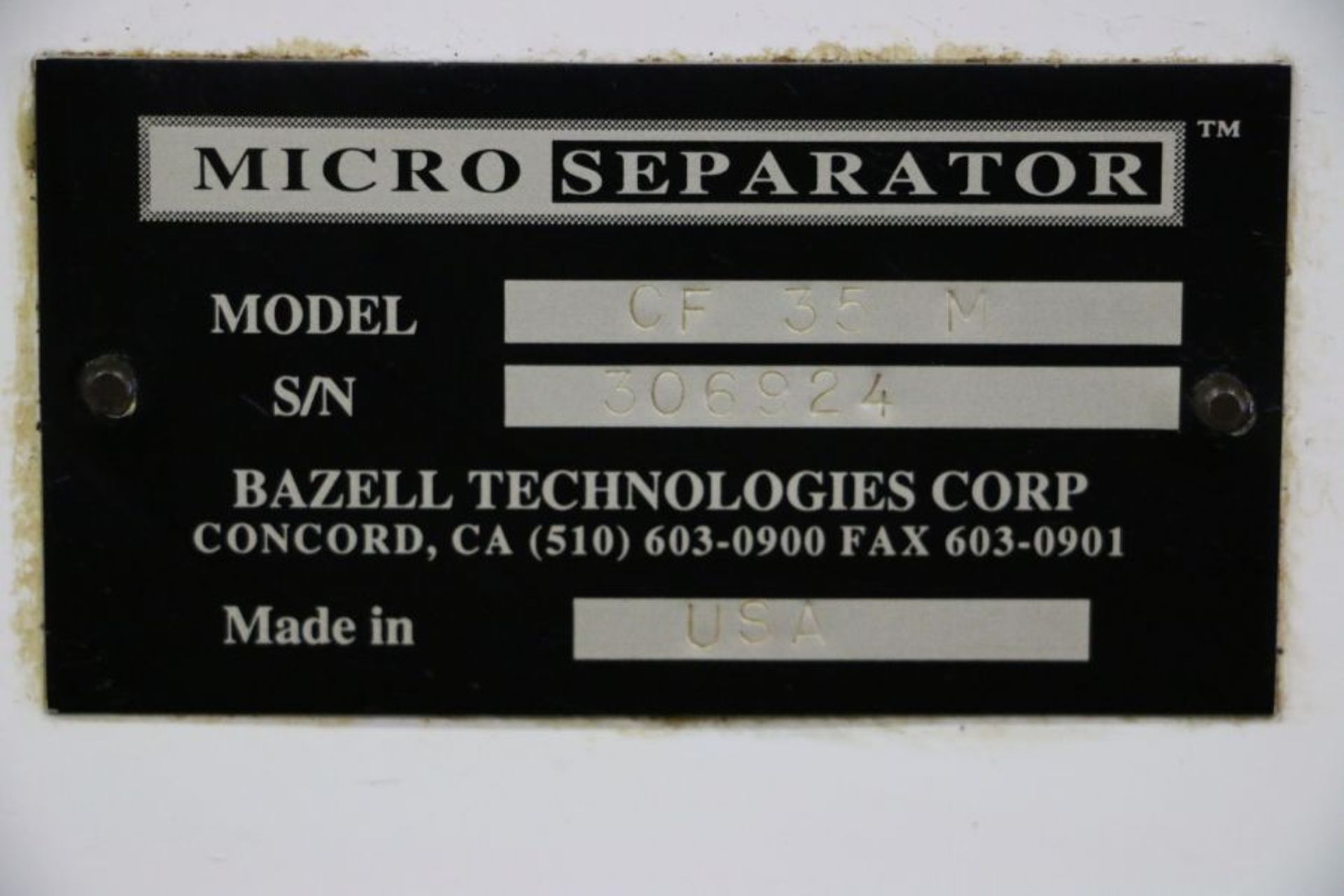 Micro Separator CF-35M Centrifuge, s/n 306924 - Image 5 of 5