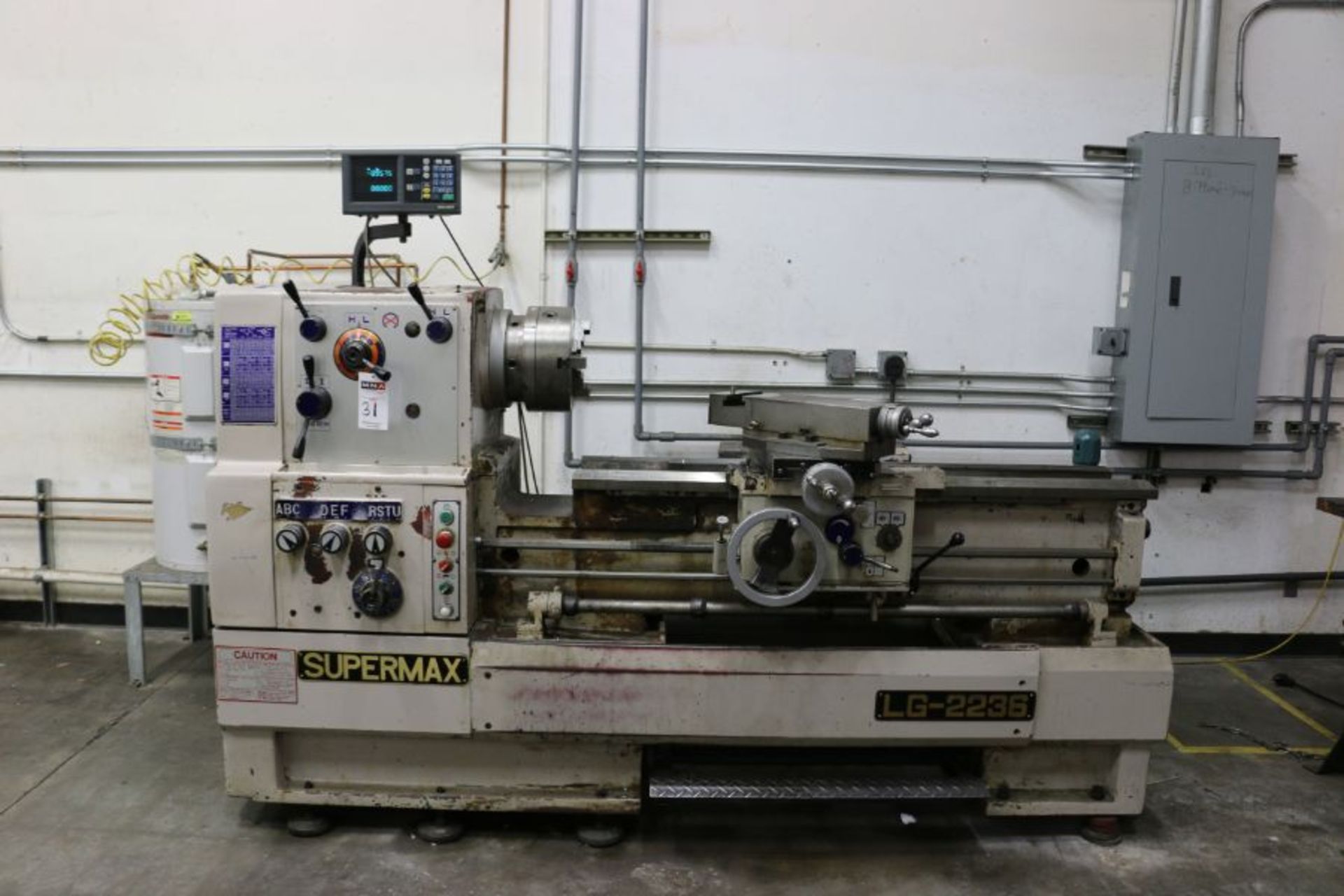 Supermax LG-2236 Gap Bed Engine Lathe,11" 3 Jaw Chuck, 3" Bore, Sony Acu-Rite DRO, s/n AA8505-016,