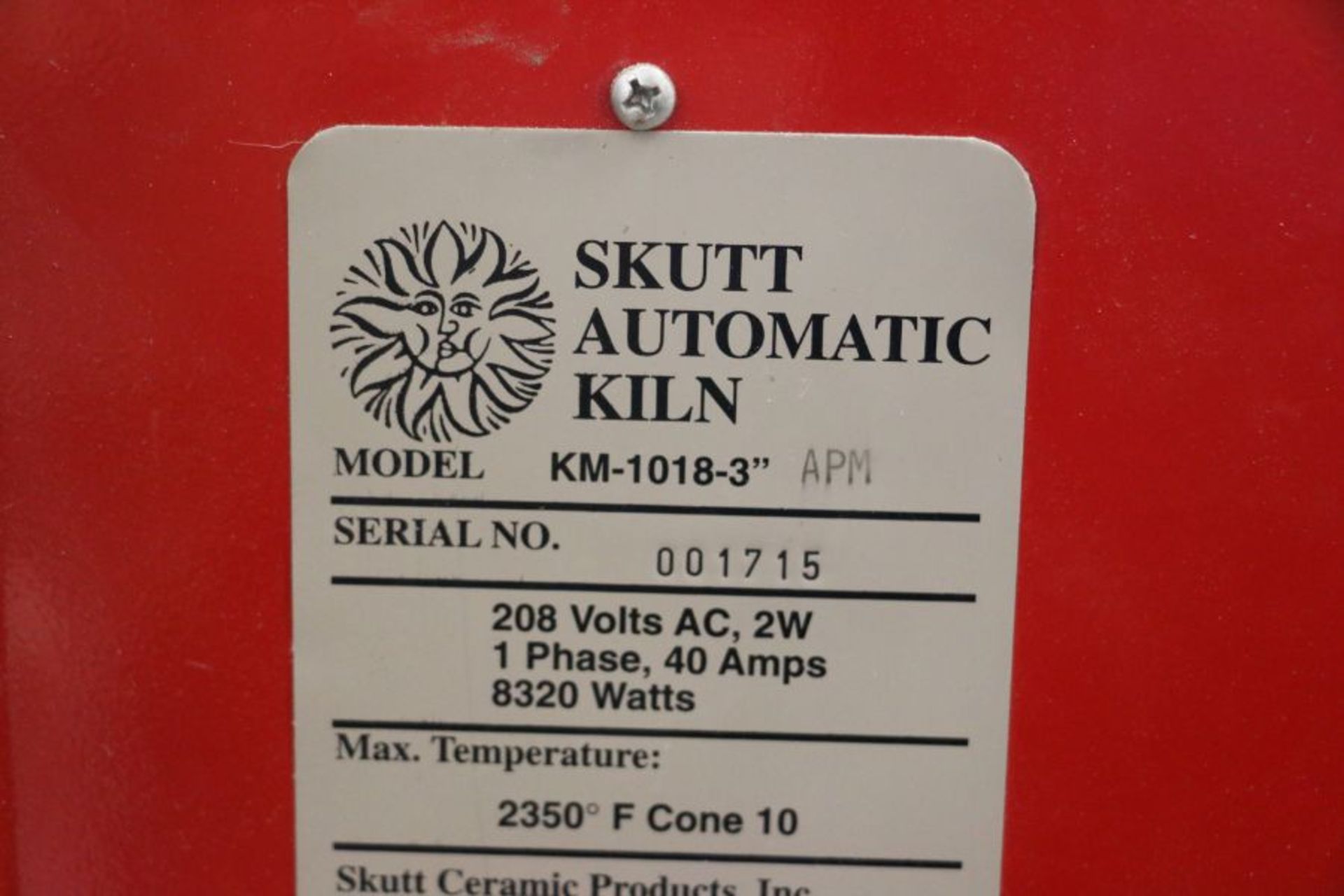 Skutt KM-1018-3" Automatic Kiln, 2350 Degree F. Max Temp, s/n 001715 - Image 5 of 5