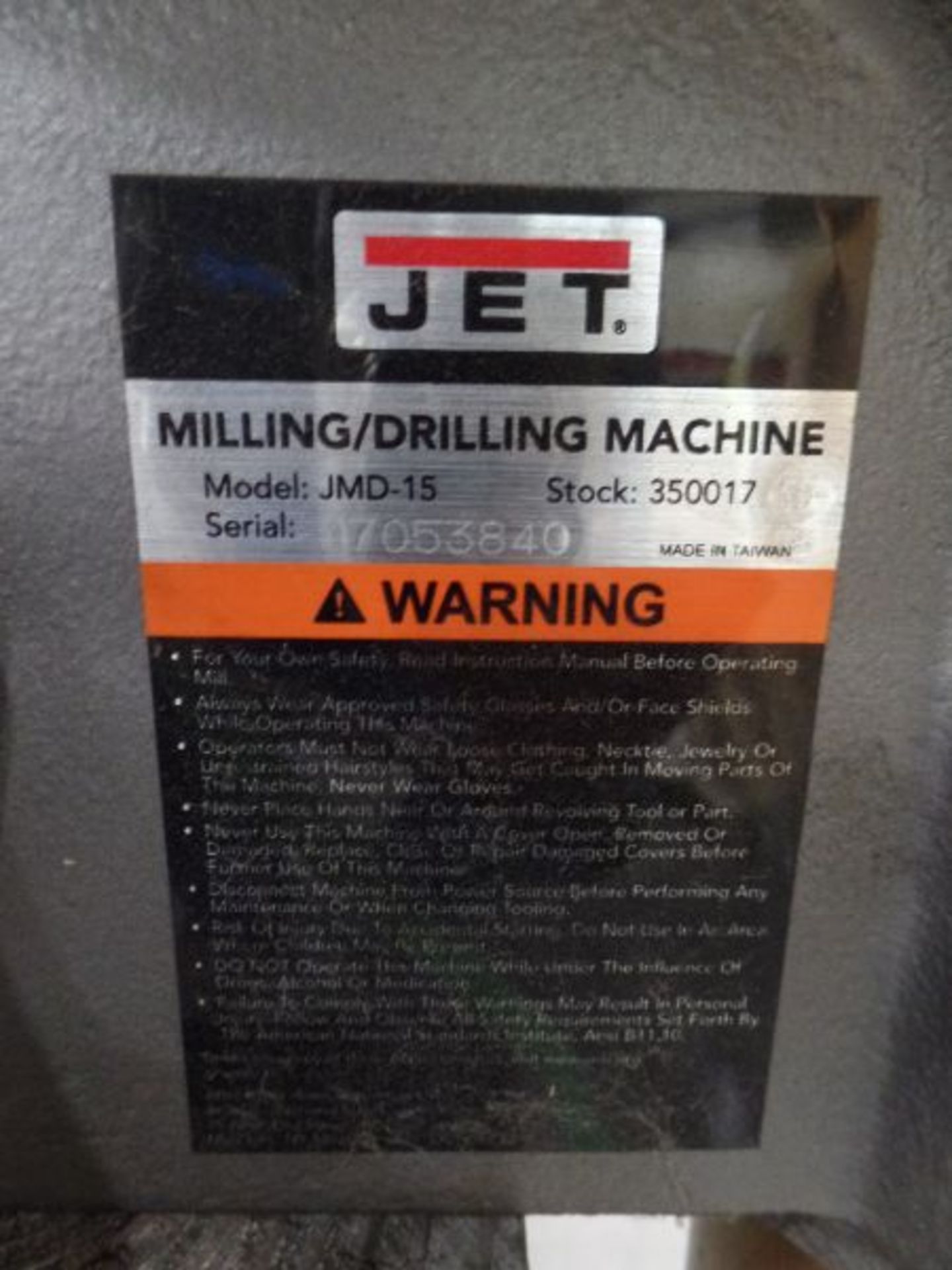 Jet JMD-15 Mill, s/n 17053840 - Image 5 of 5