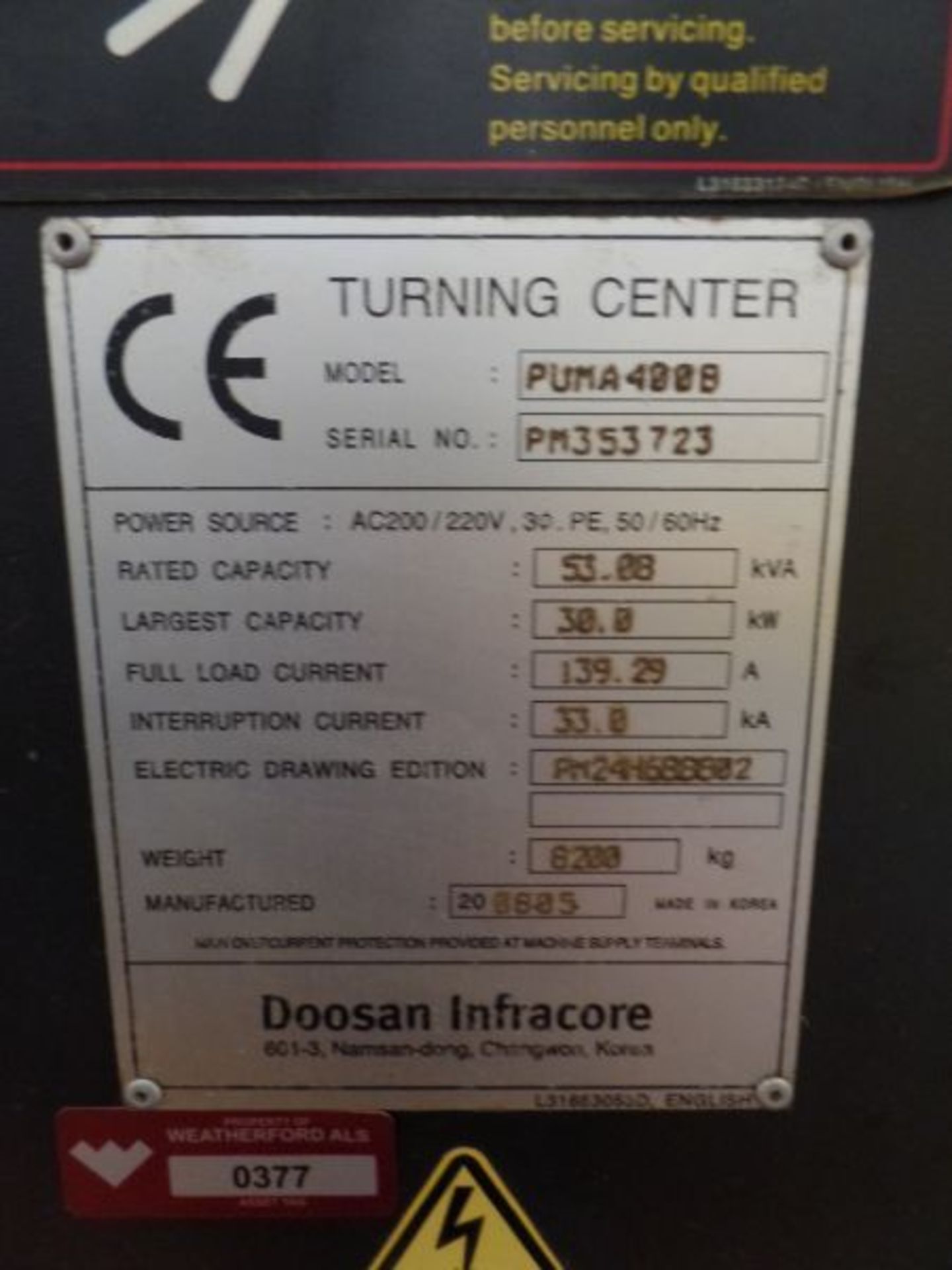 Doosan Puma 400B, Fanuc 21i-TB, 30” SW, 21.7” Max. Turn Dia. x 41” Max. Turn Length, 5.2” Spindle - Image 8 of 8