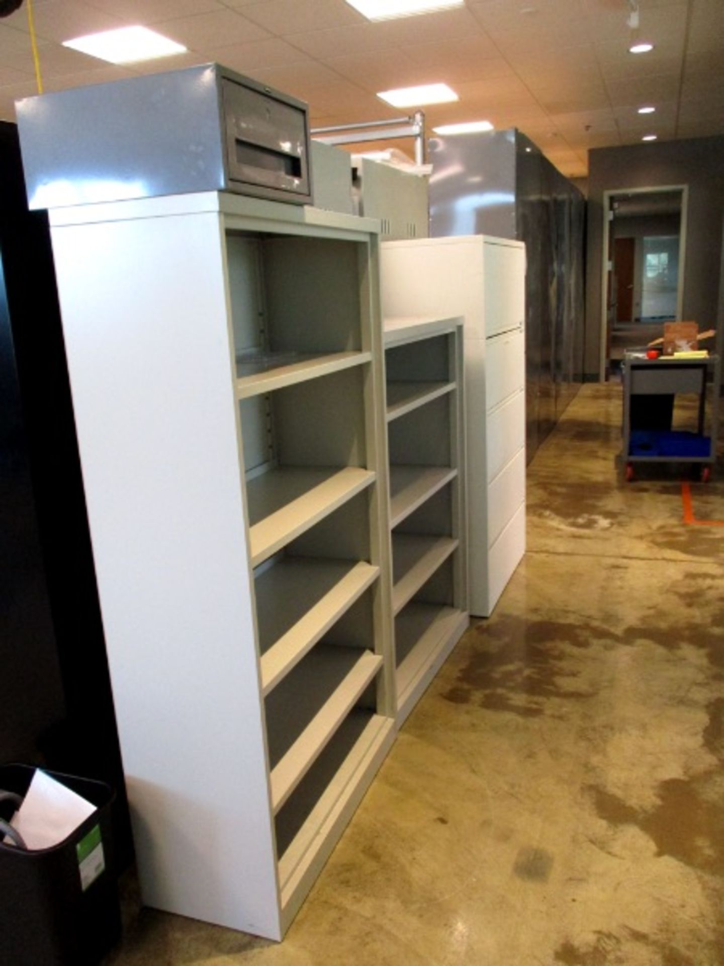 (2) Shelfs, (1) file cabinet & (1) foot cabinet