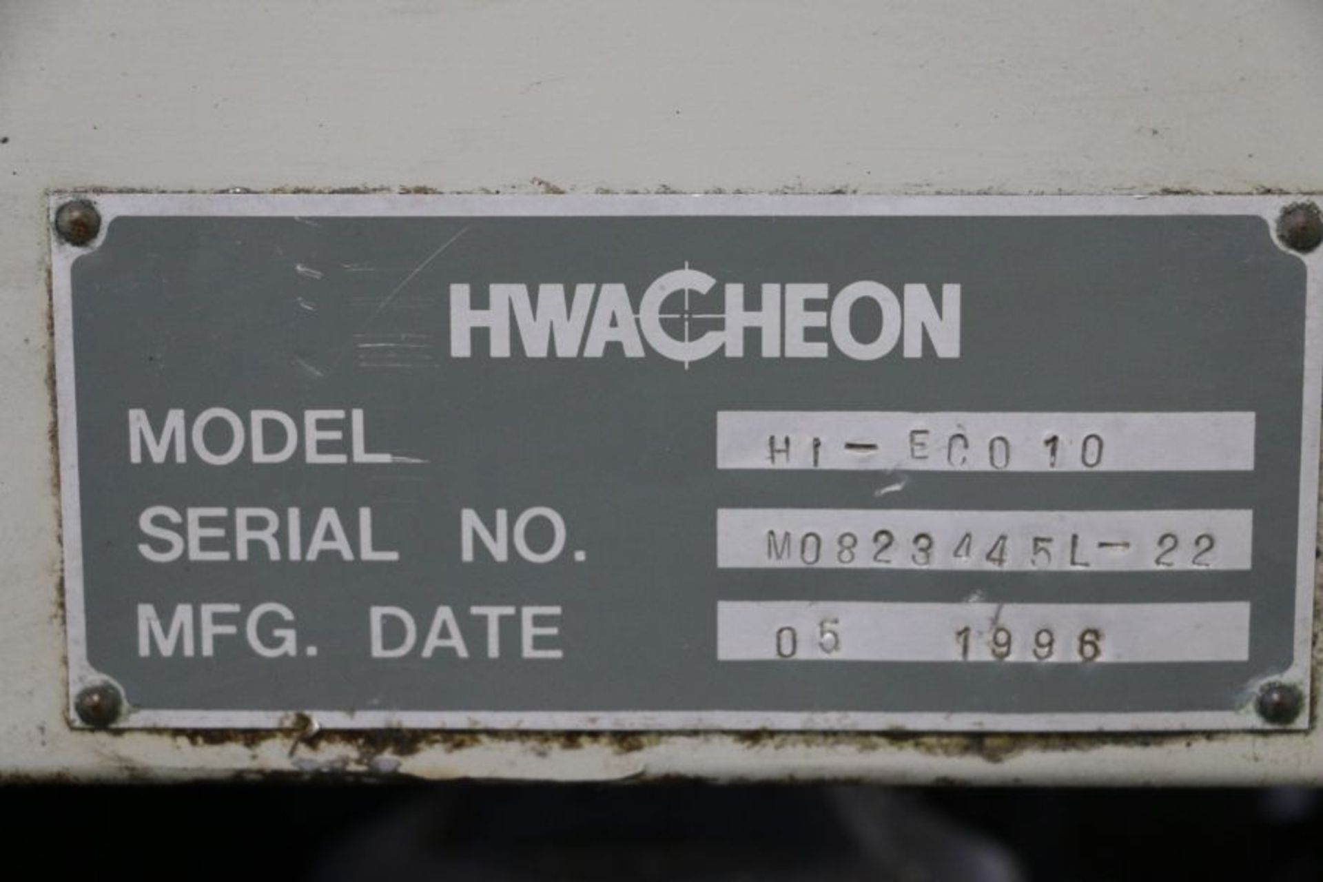 1996, Hwacheon Hi-Eco10 CNC Lathe, Fanuc 0T Control, 8" Chuck, 10 Position Turret, Tailstock - Image 10 of 10