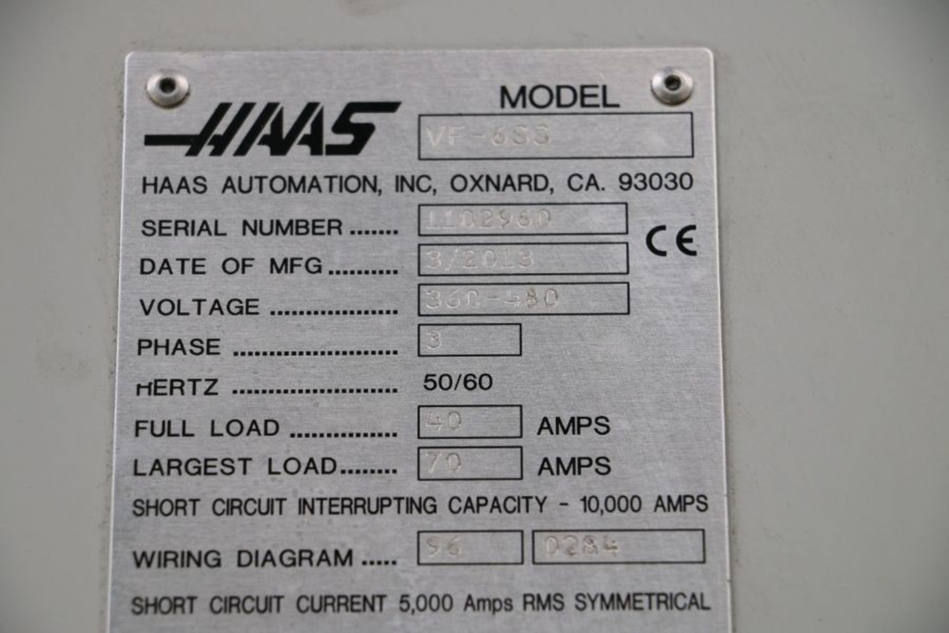 2013, Haas VF-6SS 5 Axis VMC, 40 ATC, Renishaw Haas 40-2 Probe, s/n 1453 Cut Hrs. - Image 11 of 11