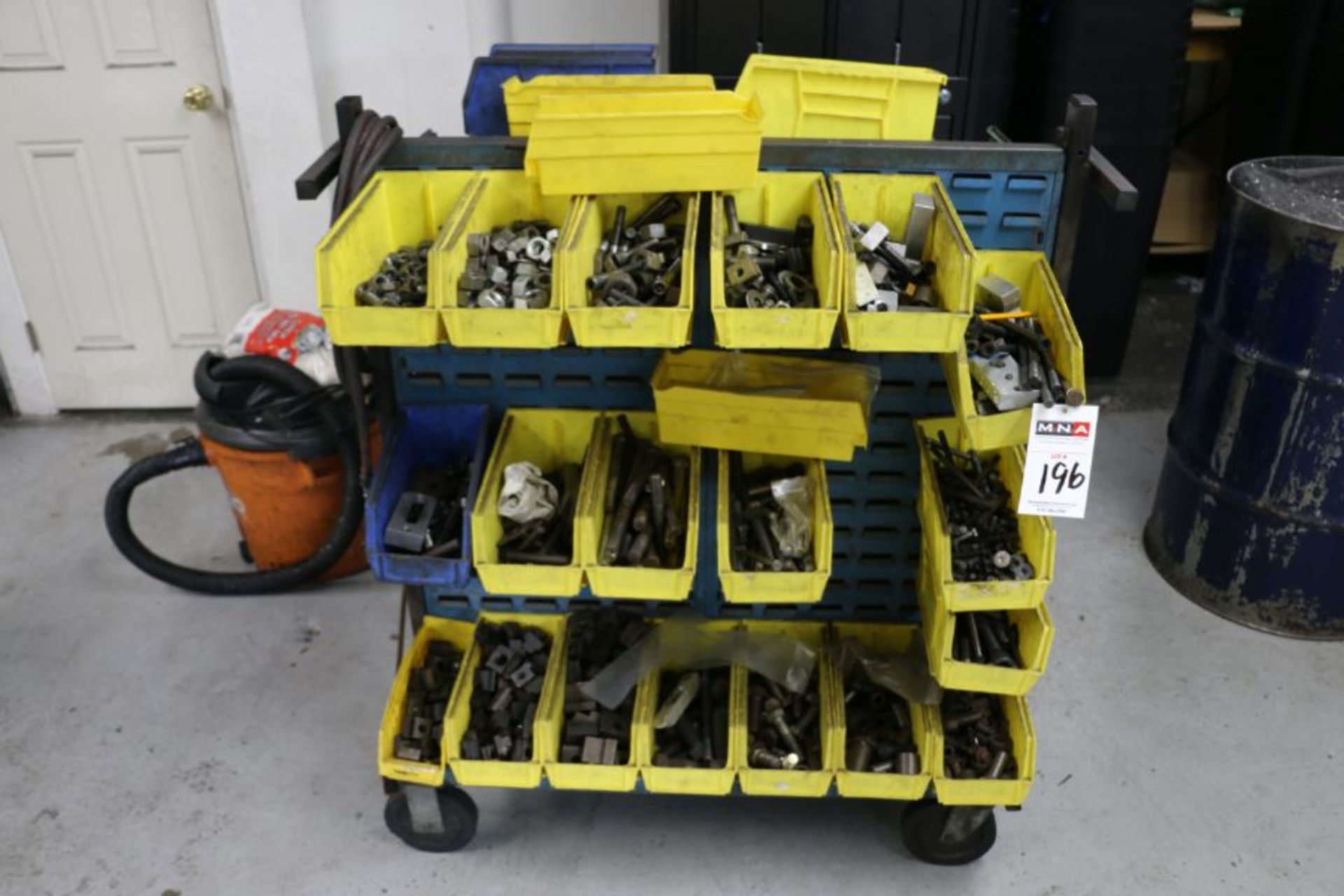 Cart with Assorted Hardware and Hold Downs