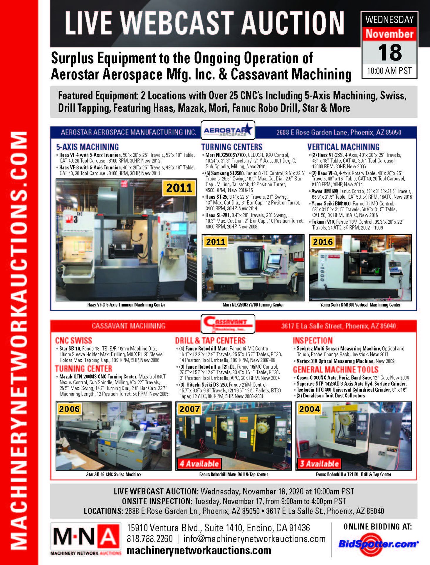 2 Locations with Over 25 CNC’s Including Haas 5-Axis Machining, Fanuc Robodrills, Star Swiss & More