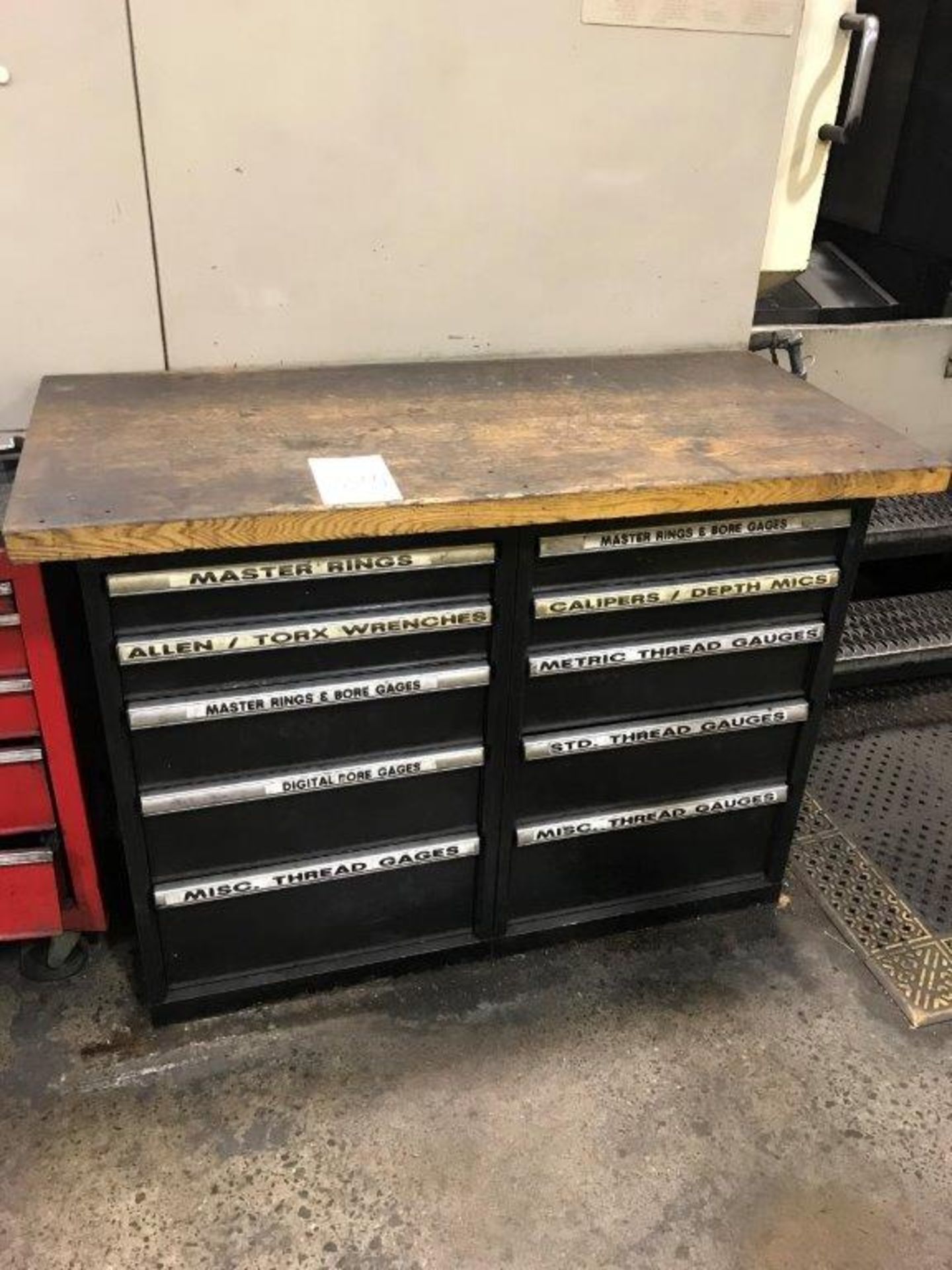 (5) Drawer Cabinets with Wood Top, 45" x 25" x 35" Tall
