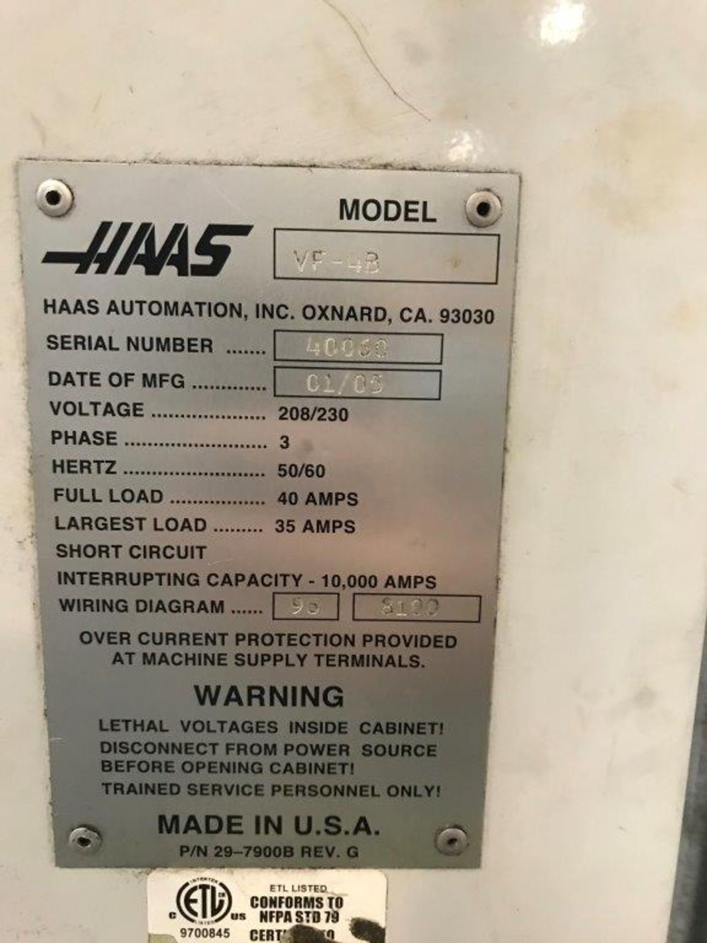 Haas Model VF-4B 3-Axis CNC Vertical Machining Center, 2005 - Image 7 of 7