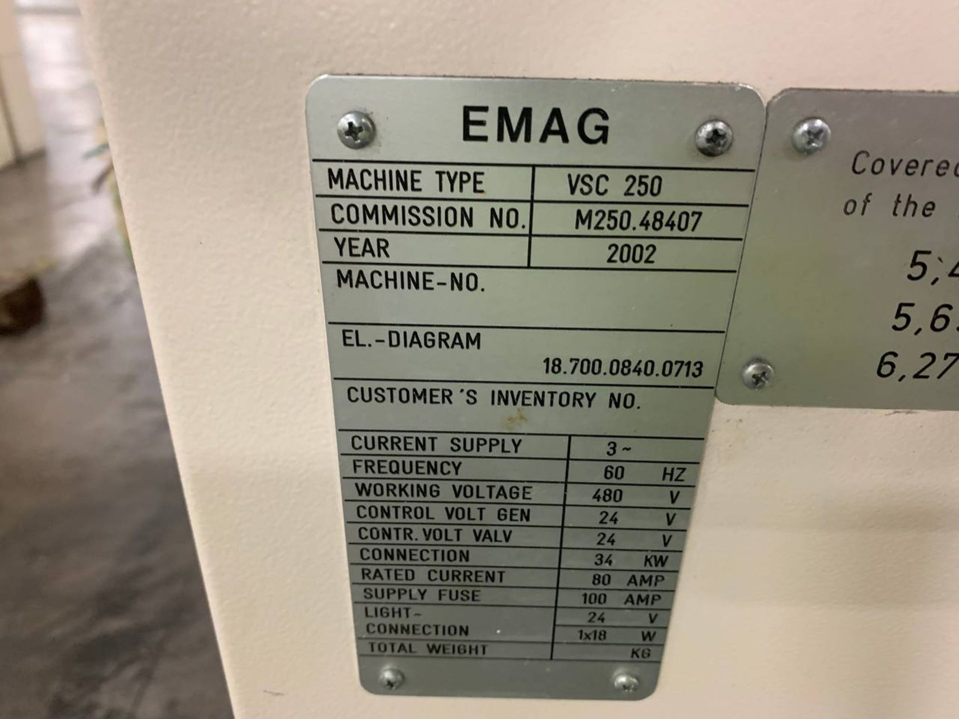 2002 Emag VSC 250 CNC Lathe - Image 2 of 2