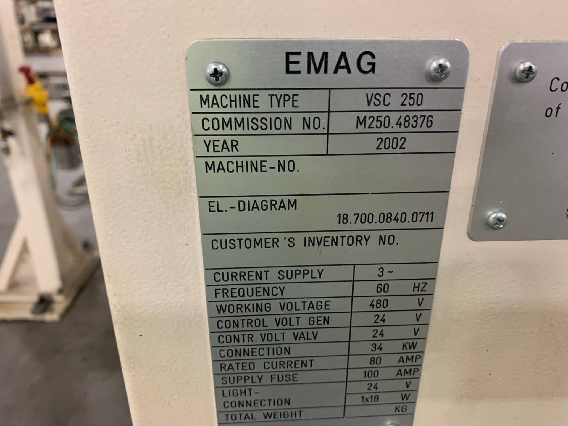 2002 Emag VSC 250 CNC Lathe - Image 2 of 3