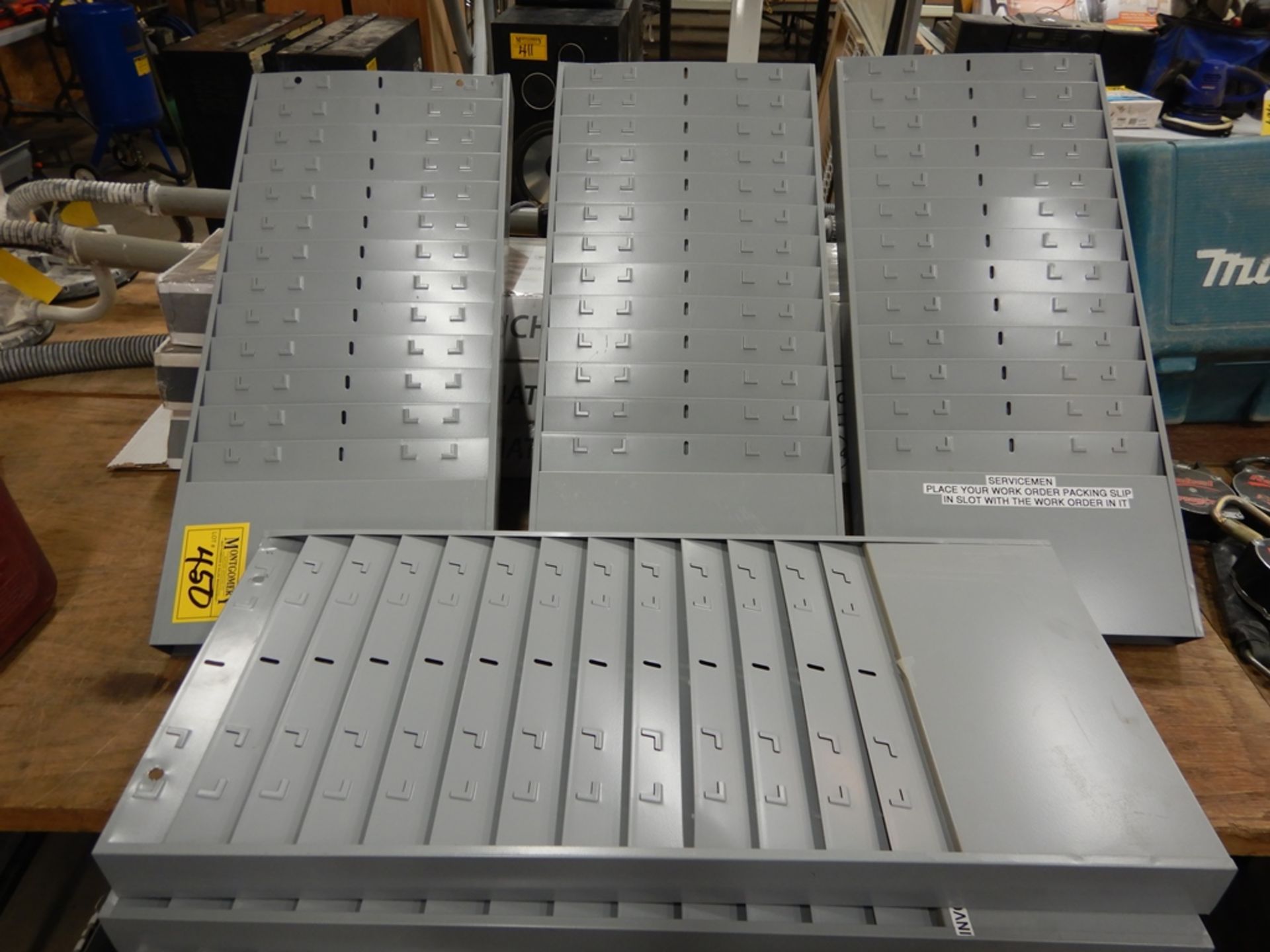 L/O 6-WALL MOUNT WORK ORDER RACKS