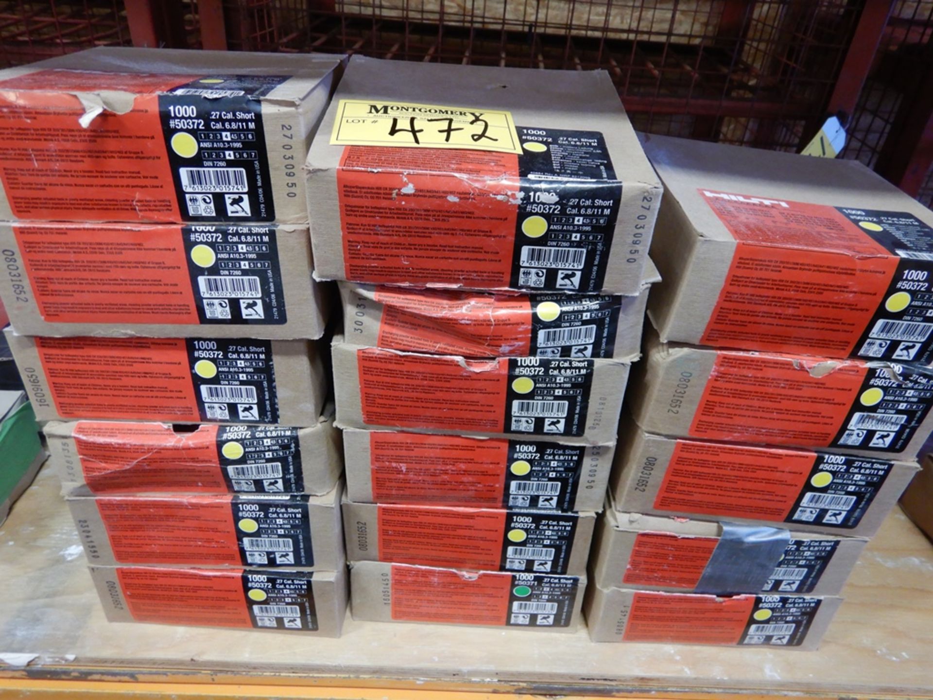 16-BOXES HILTI 27 CALIPER SHORT YELLOW CHARGES