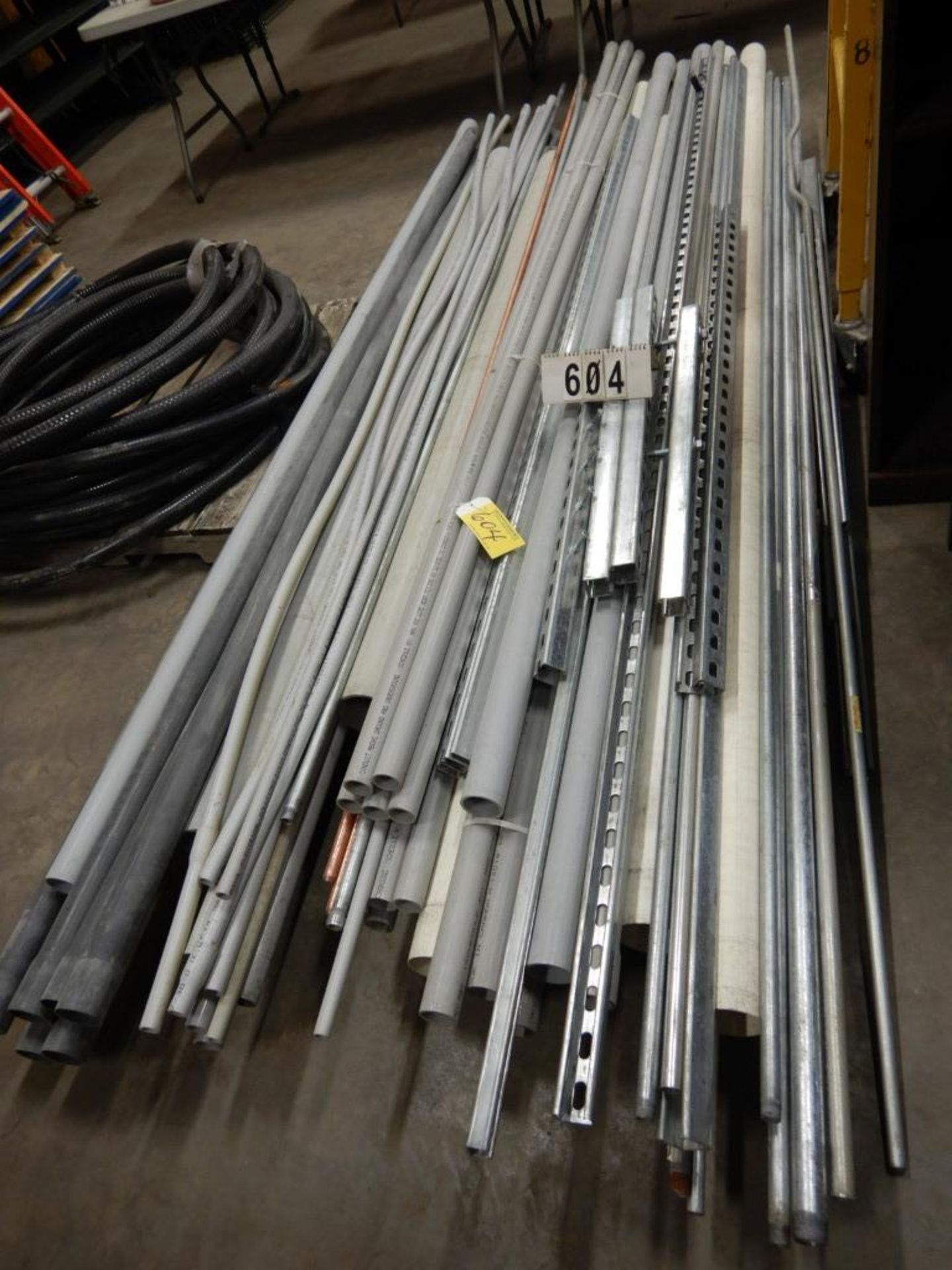 L/O ASSORTED RIGID PVC CONDUIT, EMT, 10FT COPPER GROUND RODS, ETC.