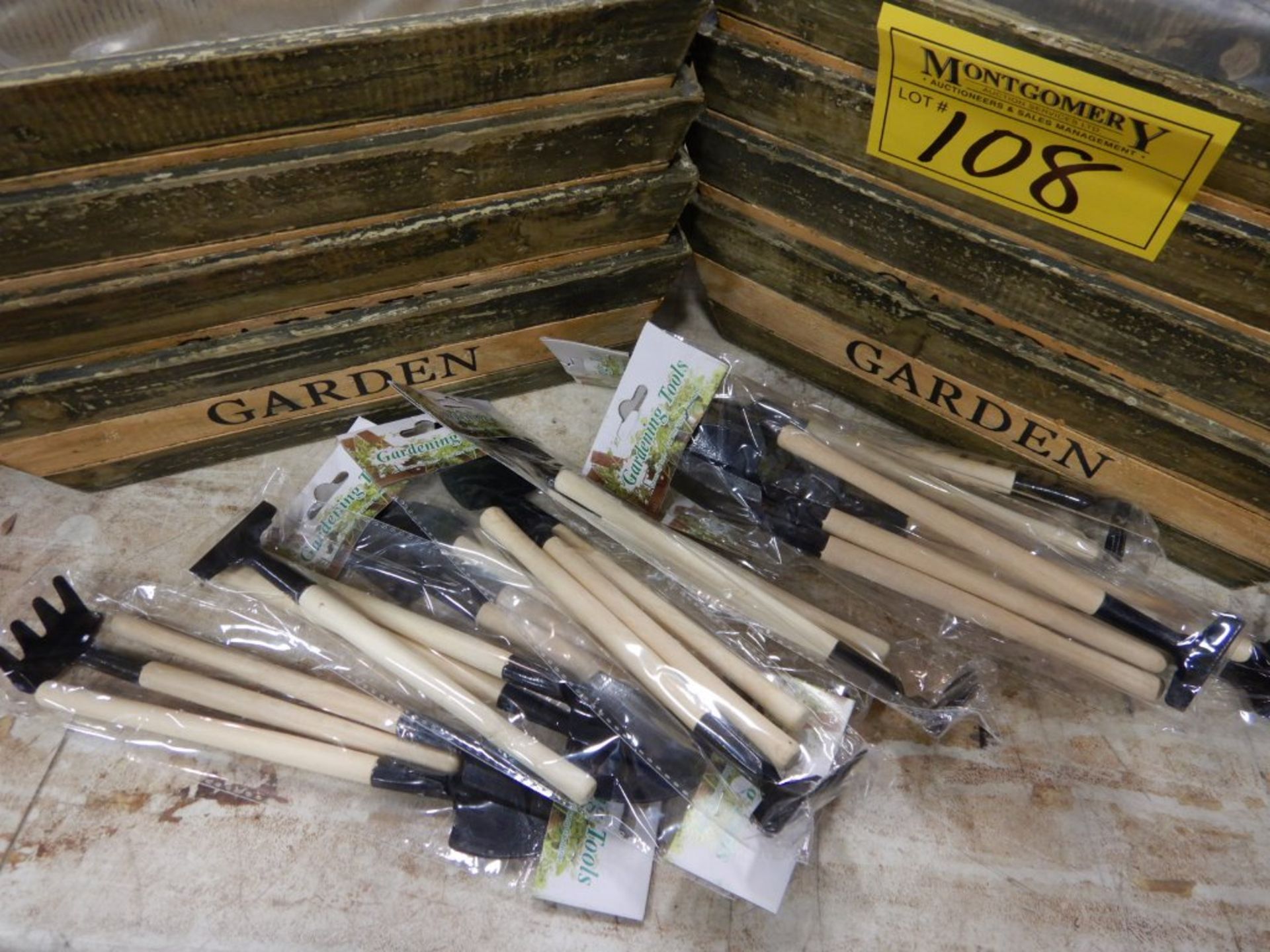 L/O GARDEN WOODEN PLANT BOXES, L/O SMALL GARDENING TOOLS - Image 2 of 2