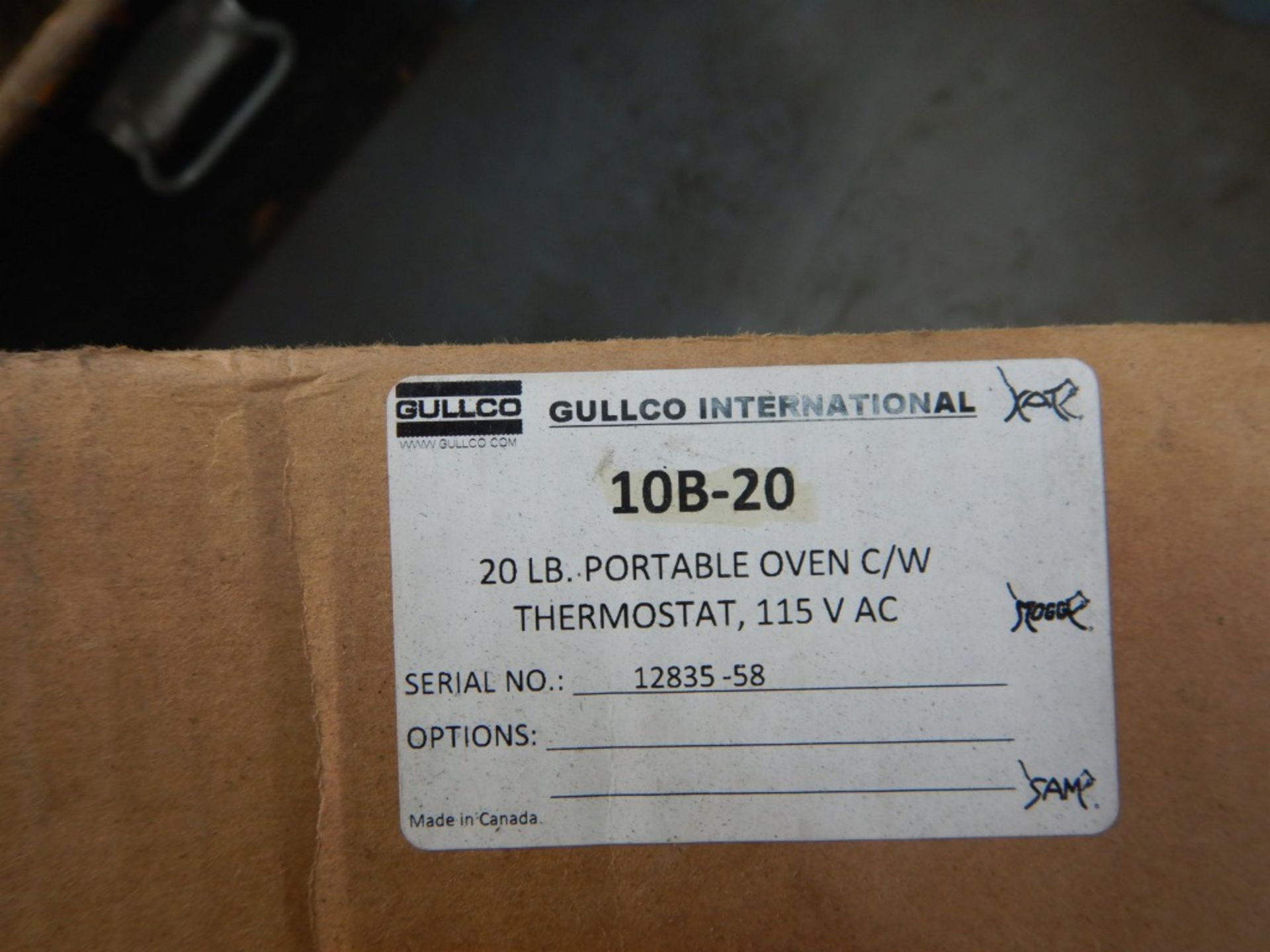 GULLCO ROD STABILIZING OVEN MODEL 10B-20 - 20LB PORTABLE W/THERMOSTAT S/N 12835-58(NEW IN BOX) - Image 2 of 2