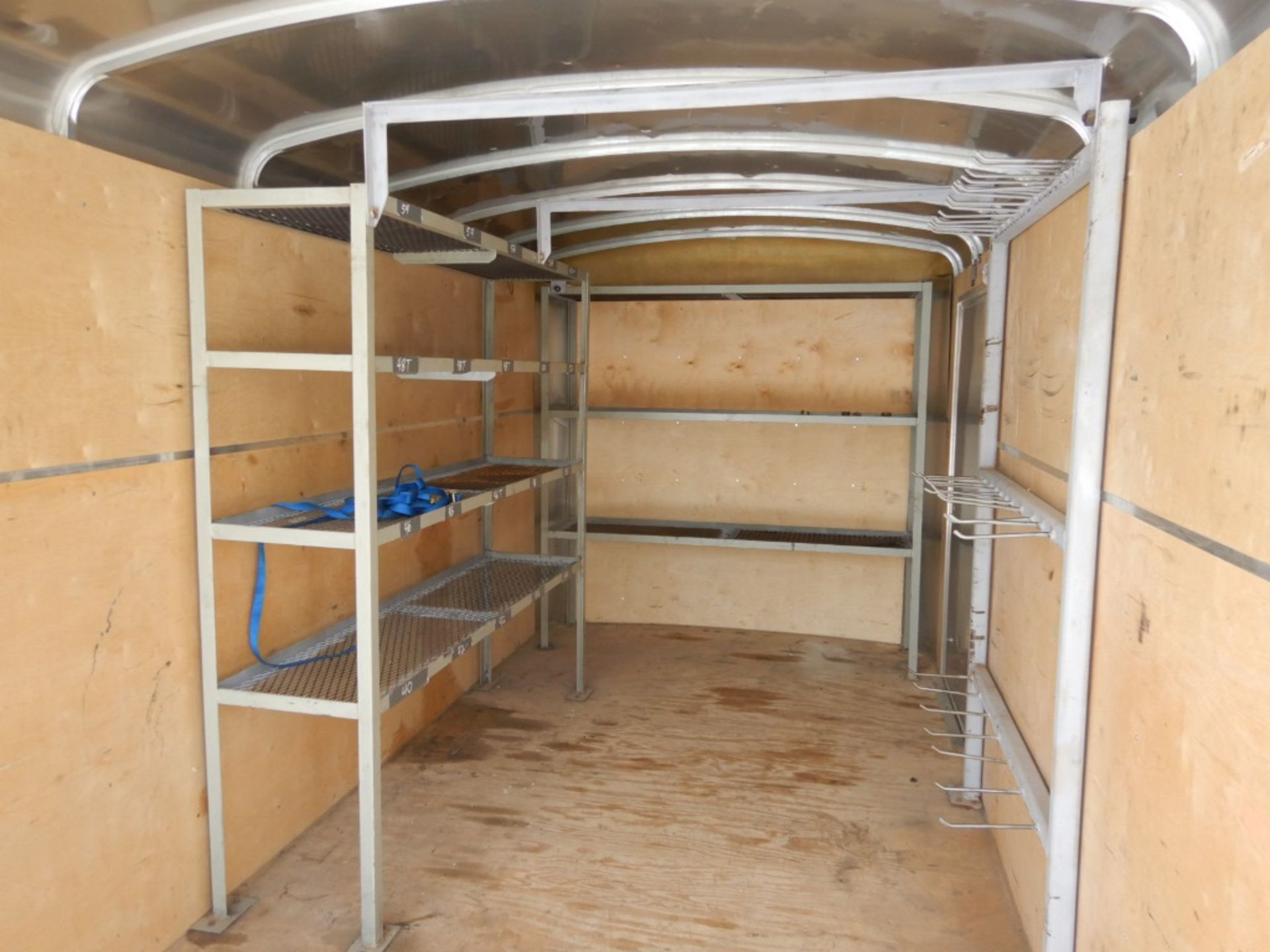 2012 H&H CA SERIES T/A 14 FT ENCLOSED CARGO TRAILER W/MAN DOOR, REAR RAMP DOOR, RACKING - Image 9 of 11