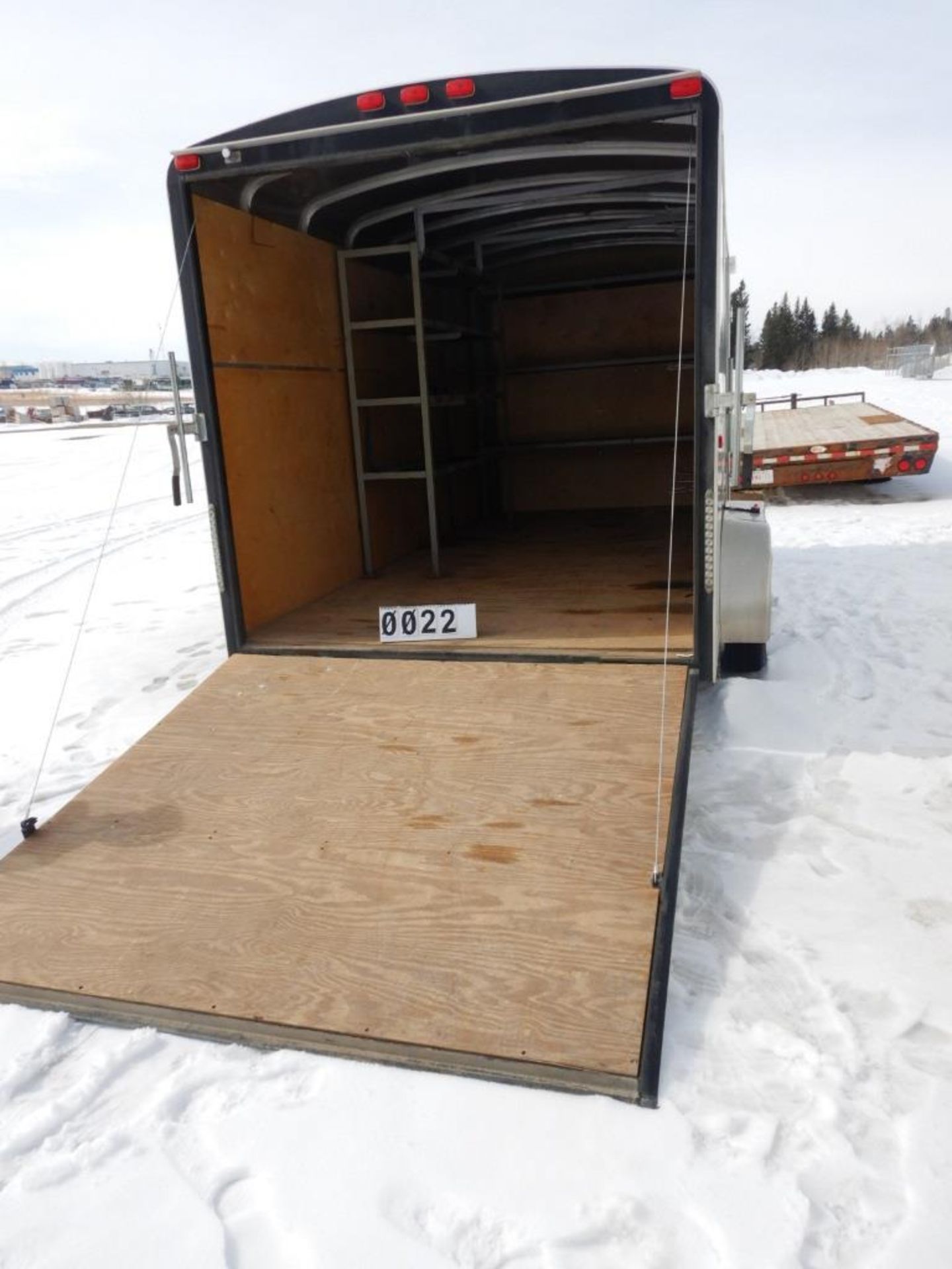 2012 H&H CA SERIES T/A 14 FT ENCLOSED CARGO TRAILER W/MAN DOOR, REAR RAMP DOOR, RACKING - Image 7 of 11