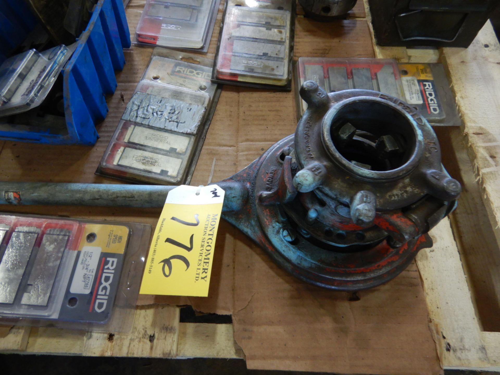 L/O ASSORTED RIDGID THREADING DYES, PIPE CUTTING WHEELS, HANDLES, ETC - Image 2 of 5