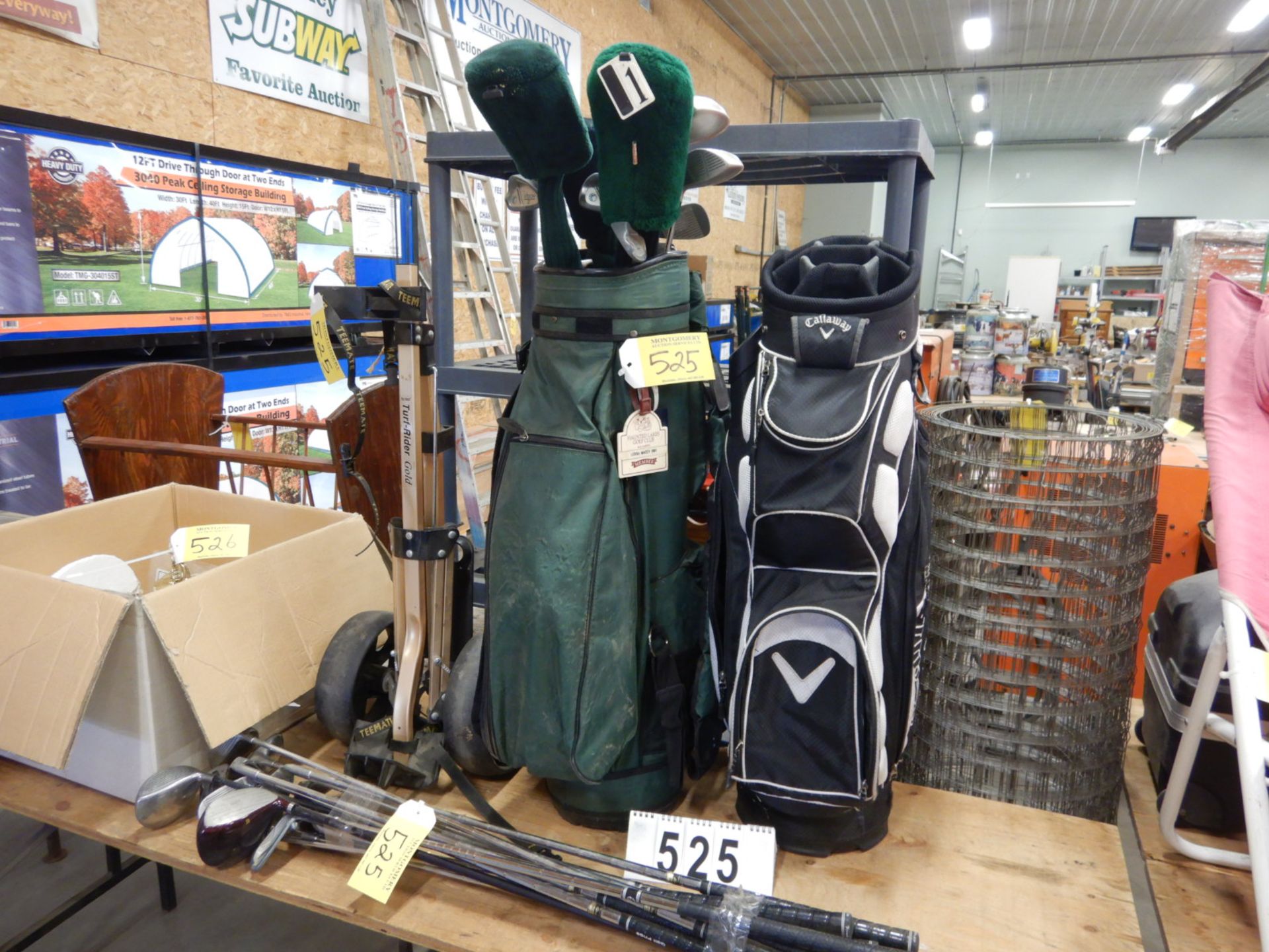 GOLF CLUBS, GOLF BAGS, PULL CART