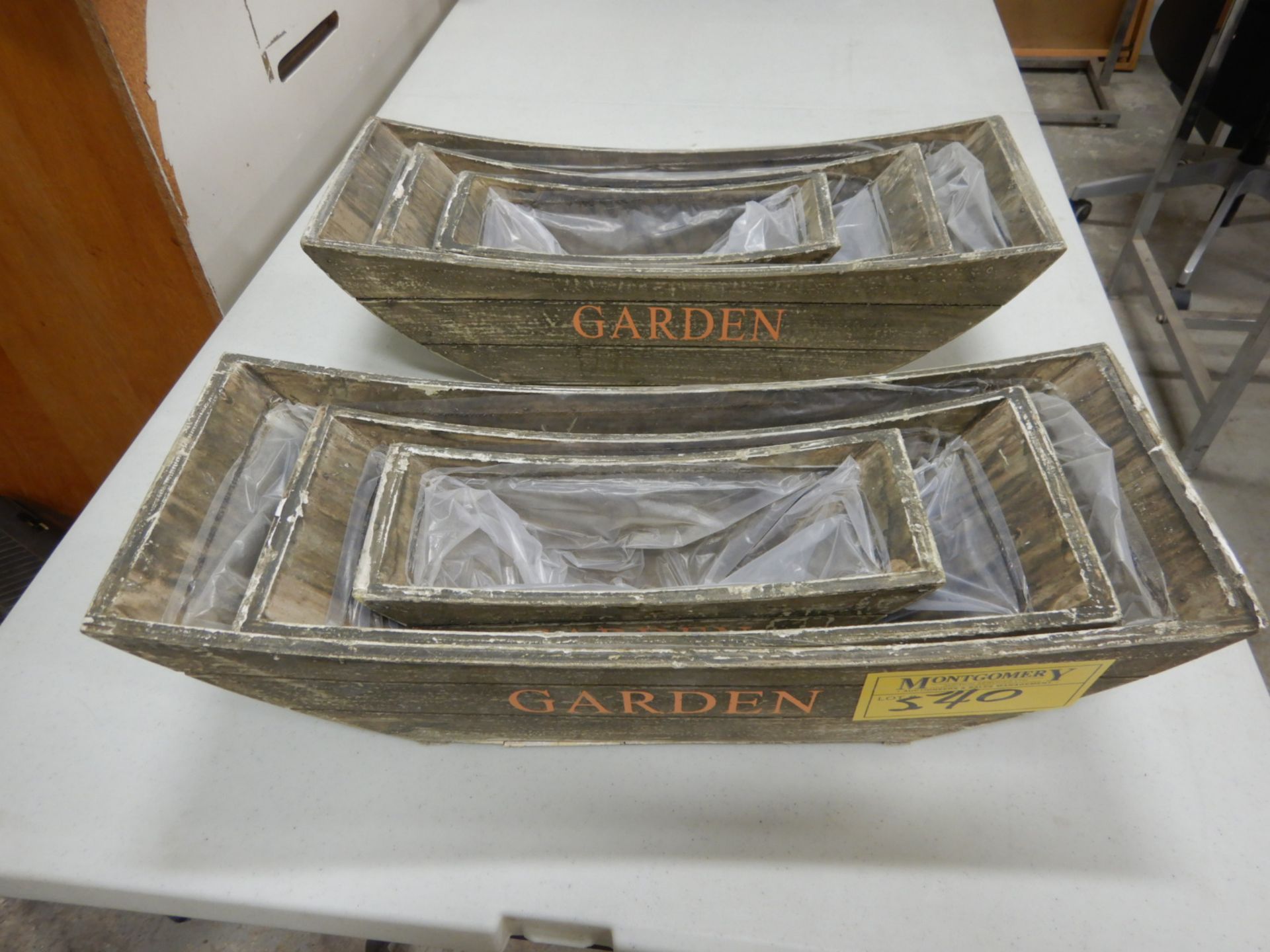 2-SETS OF 3-GARDEN BOAT SHAPED PLANTERS