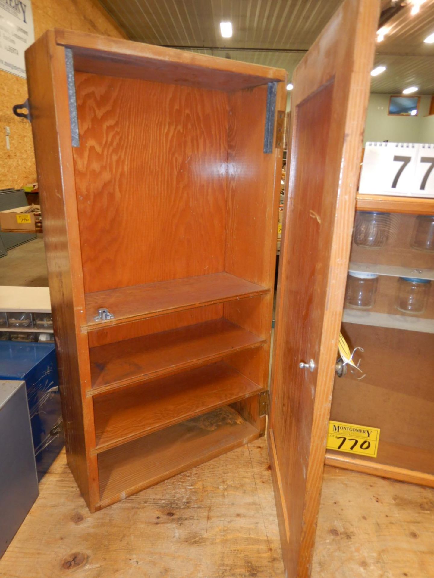 1-WOOD STORAGE CABINET 16"X30"X7', 1-WOOD/GLASS DRAWER STORAGE CABINET 21"X22"X4.5" - Image 2 of 3