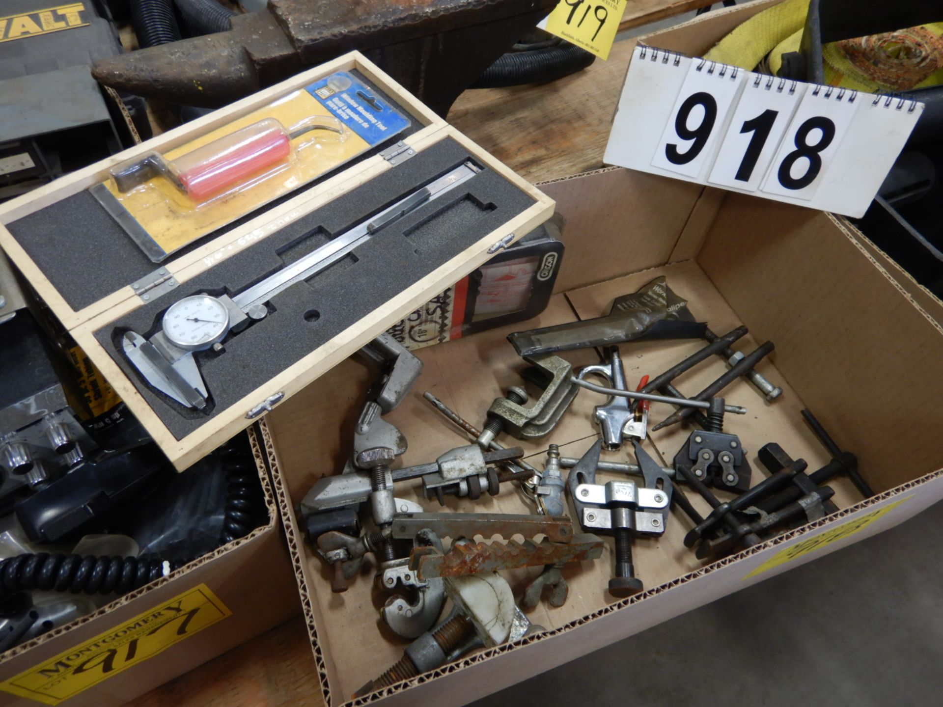 VENEER CALIPERS, FLARING TOOL & TUBING CUTTER, AIR FITTINGS, DRILL SHARPENERS, ETC