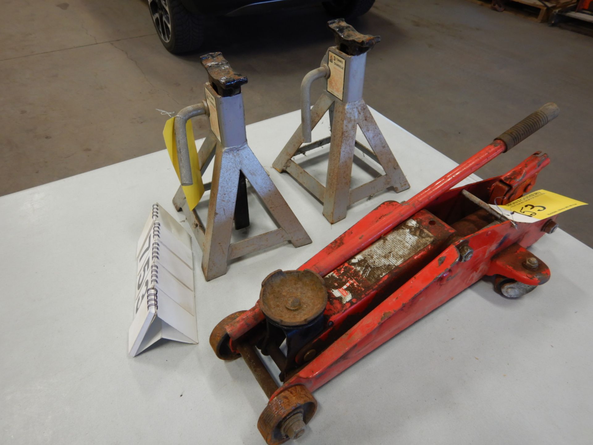 2-THREE TON JACK STANDS, TROLLEY JACK - Image 2 of 2