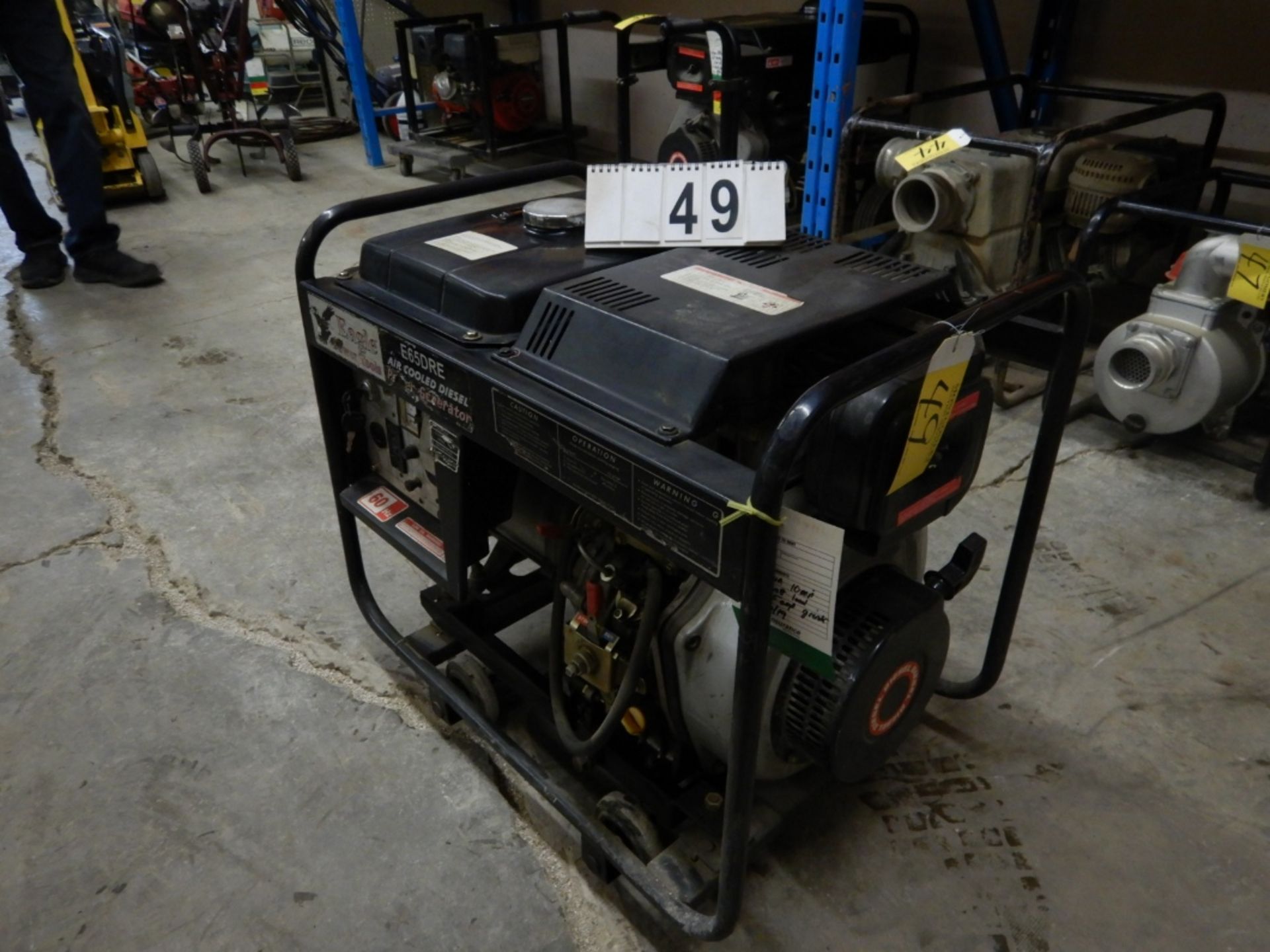 EAGLE POWER TOOLS E65DRE AIR COOLED POWER GENERATOR W/DIESEL ENGINE,WHEEL KIT, ELECTRIC START - Image 5 of 5