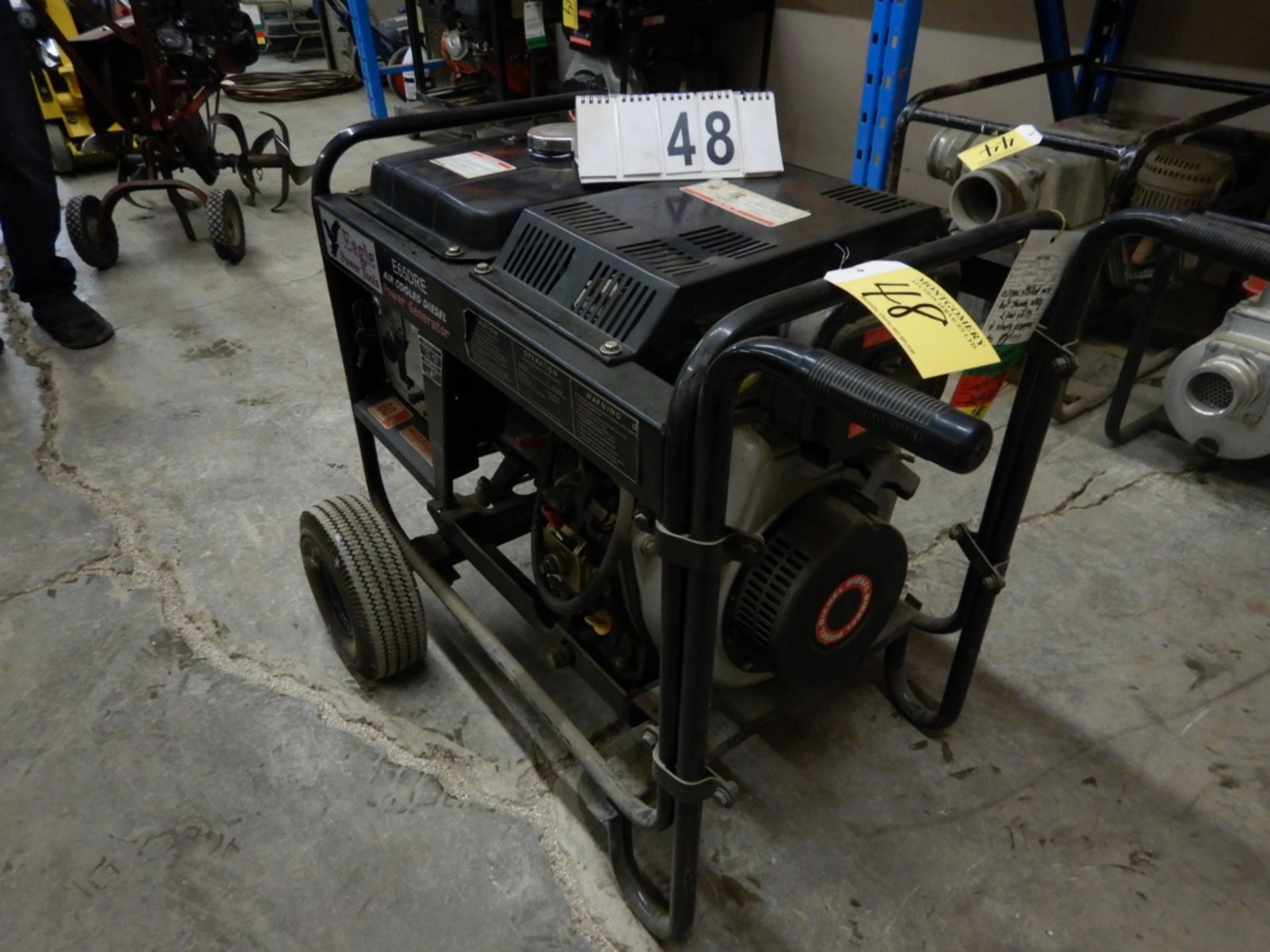 EAGLE POWER TOOLS E65DRE AIR COOLED POWER GENERATOR W/DIESEL ENGINE ,WHEEL KIT, ELECTRIC START