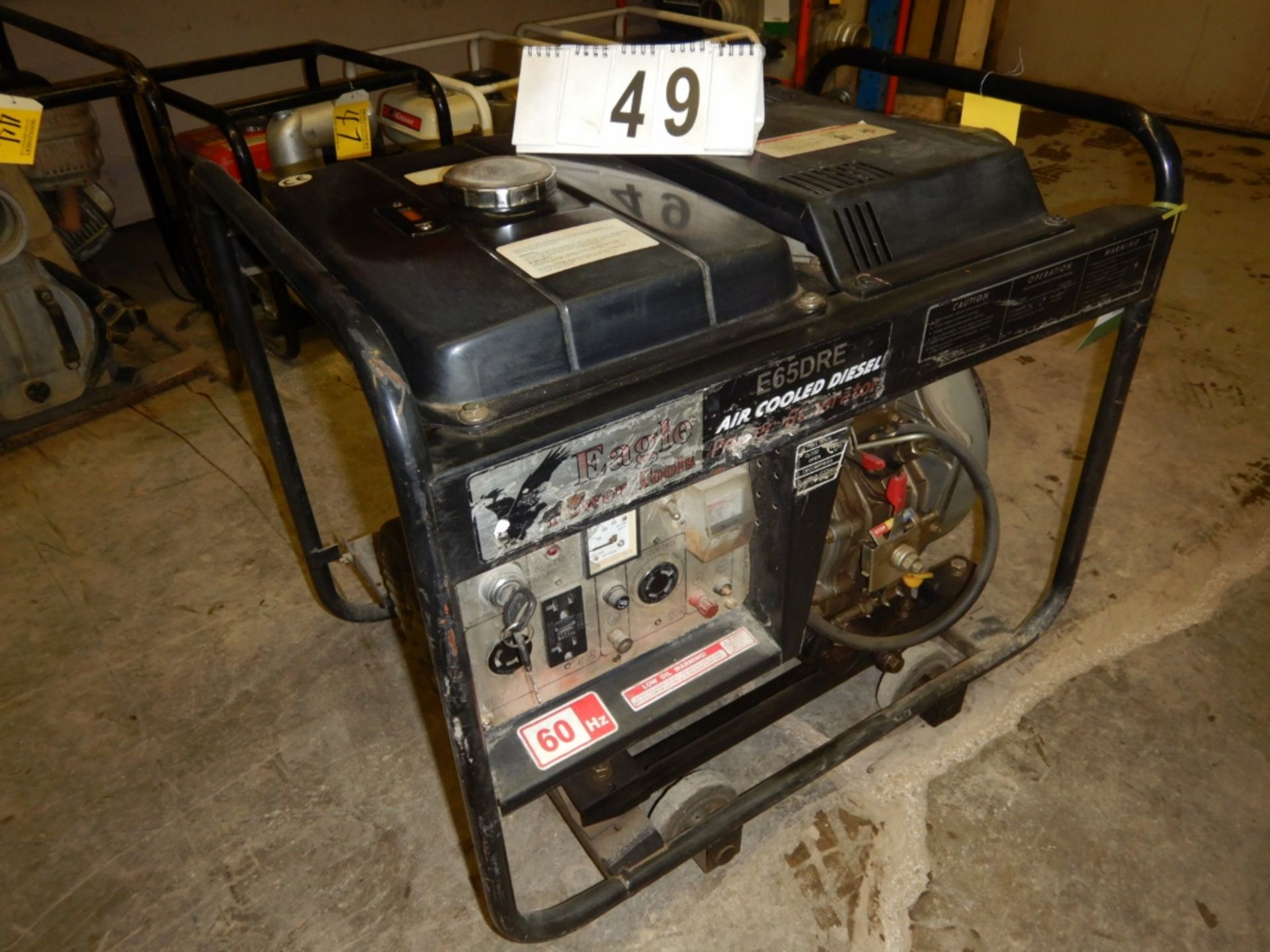 EAGLE POWER TOOLS E65DRE AIR COOLED POWER GENERATOR W/DIESEL ENGINE,WHEEL KIT, ELECTRIC START - Image 3 of 5