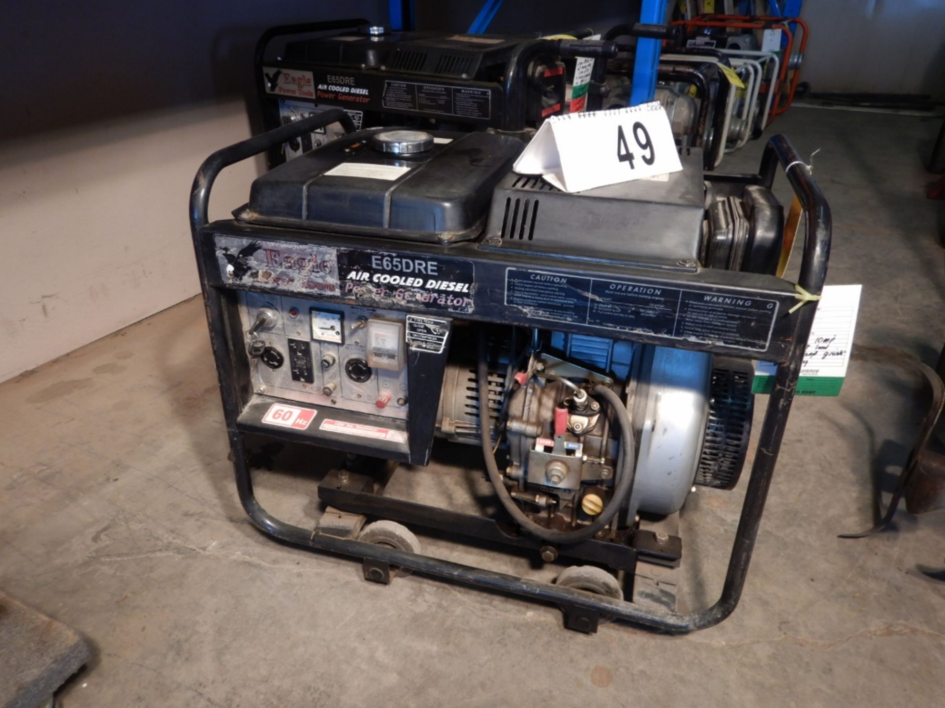 EAGLE POWER TOOLS E65DRE AIR COOLED POWER GENERATOR W/DIESEL ENGINE,WHEEL KIT, ELECTRIC START