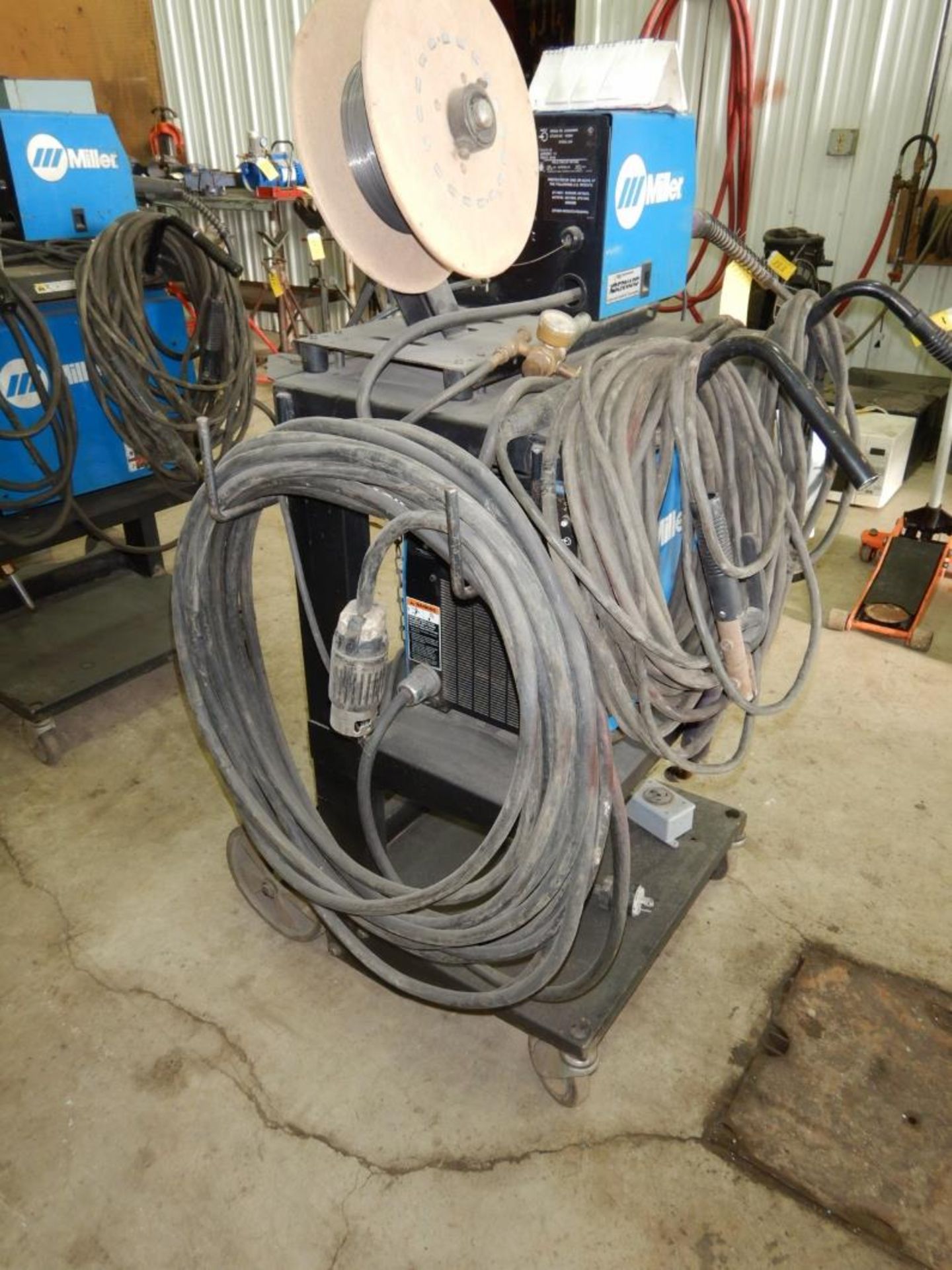 MILLER XMT350 CC/CV POWER SOURCE W/ MILLER 22A/24B WIRE FEEDER W/ CABLE & CARTS/N LG350125A, S/N - Image 3 of 3