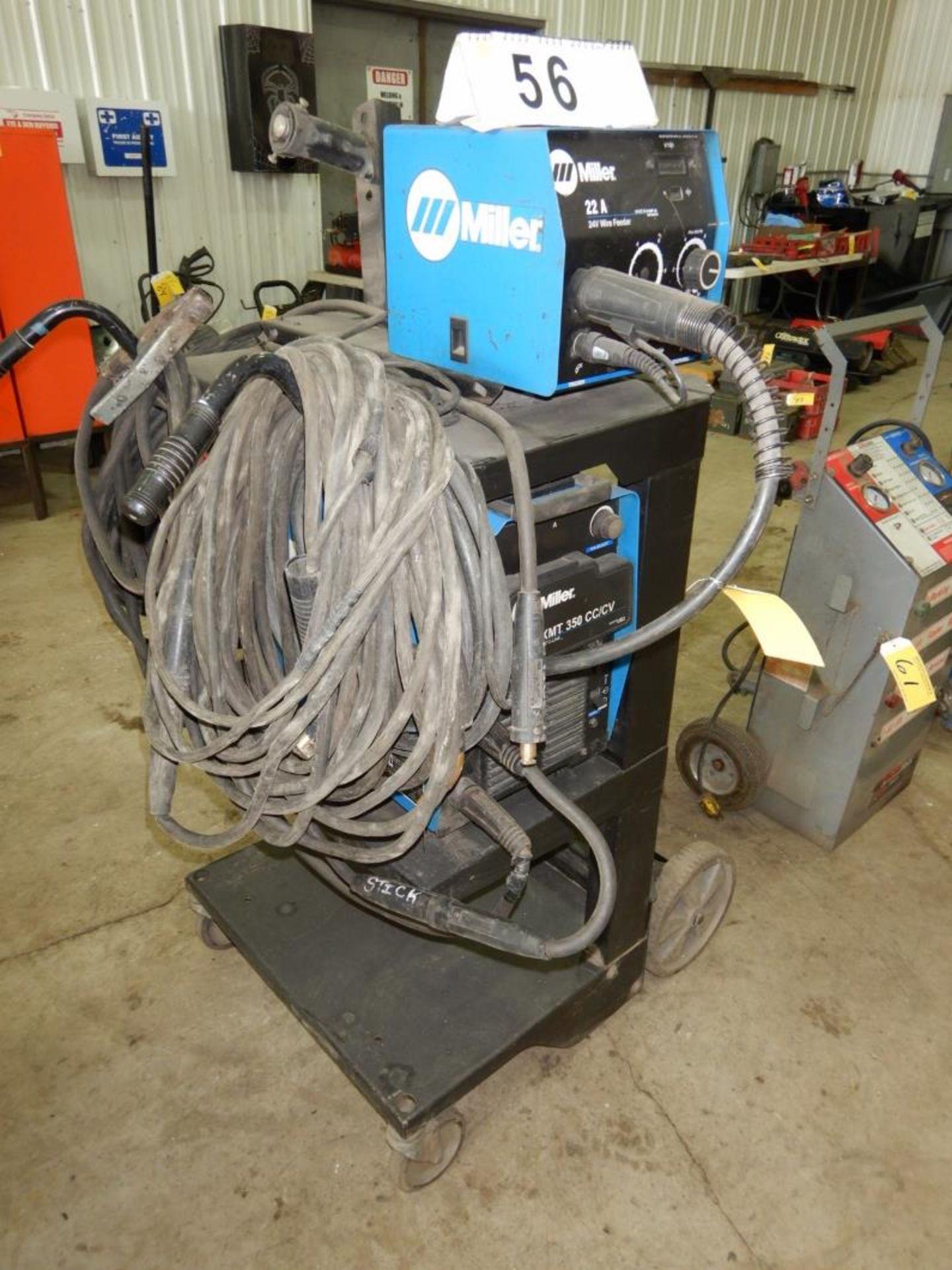 MILLER XMT350 CC/CV POWER SOURCE W/ MILLER 22A/24B WIRE FEEDER W/ CABLE & CARTS/N LF450041A, S/N - Image 2 of 3